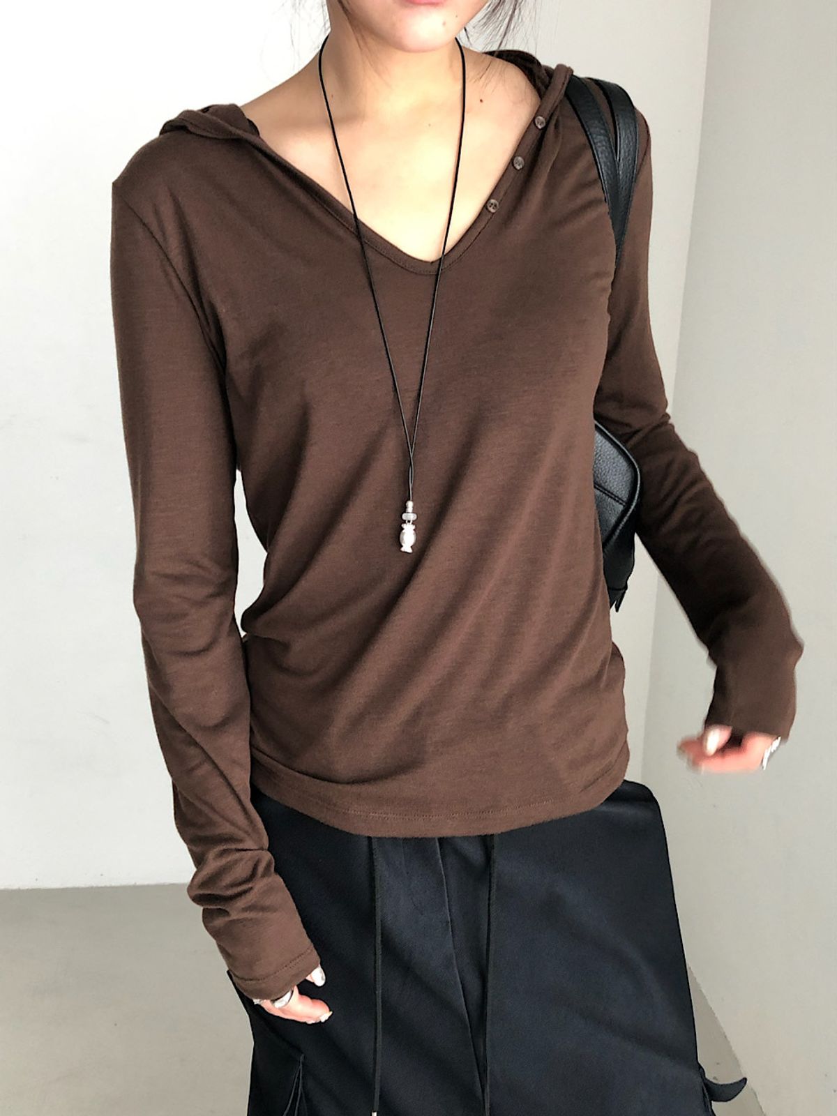 아포엠(APOEM) Button Neck Hood Top (3C)
