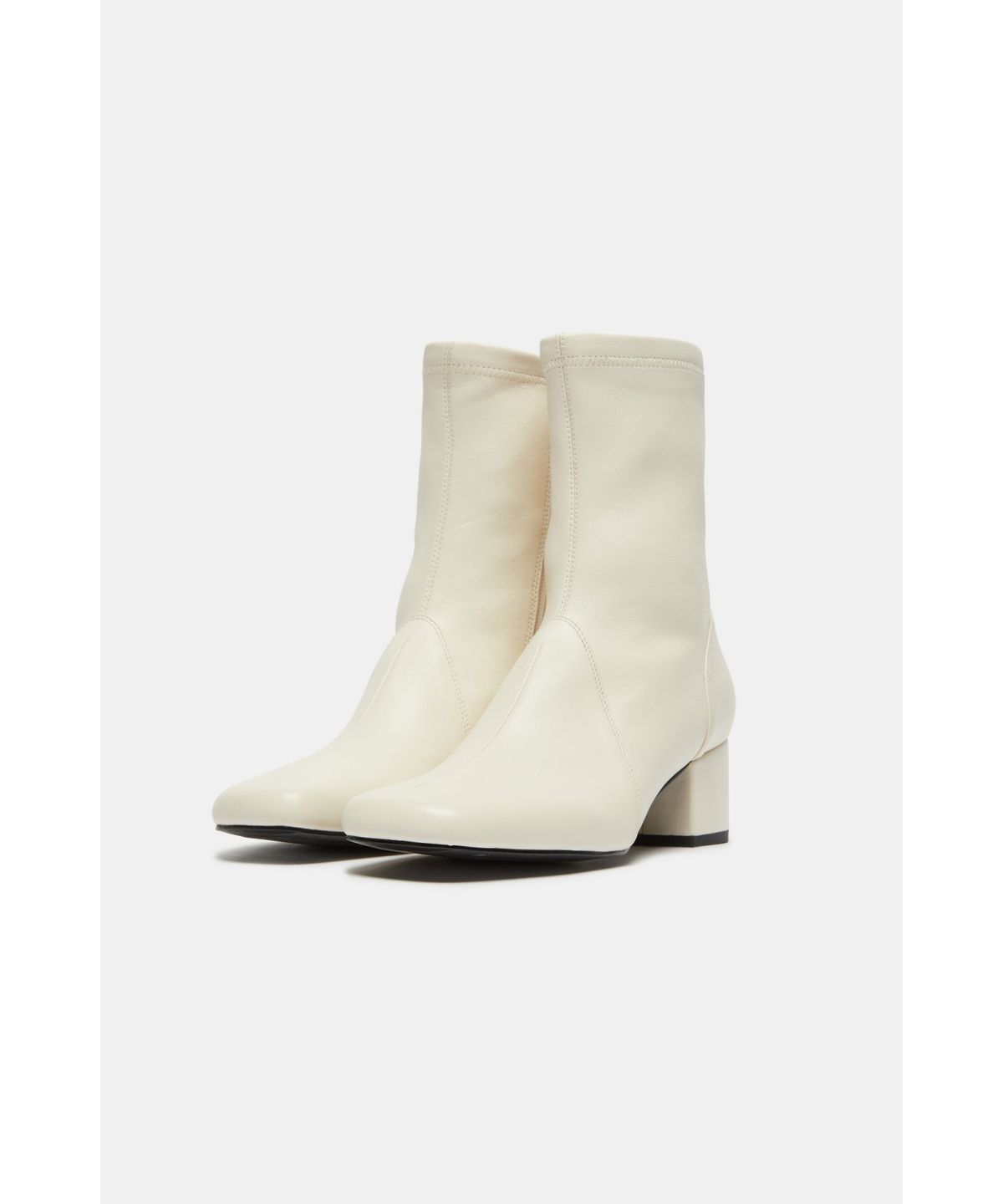슈콤마보니(SUECOMMA BONNIE) Square toe stretch sock ankle boots(ivory)_DG3CW26505IVY