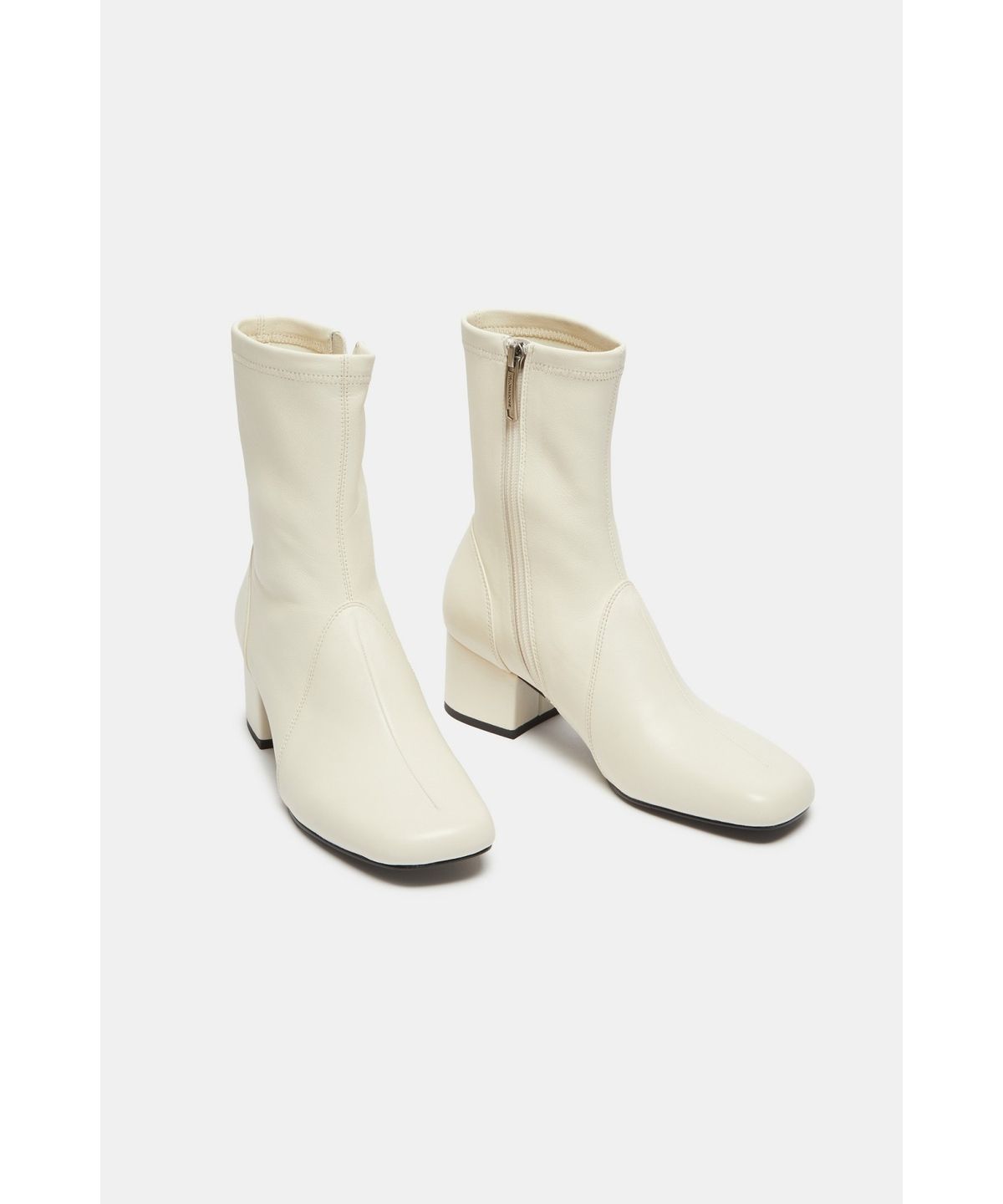 슈콤마보니(SUECOMMA BONNIE) Square toe stretch sock ankle boots(ivory)_DG3CW26505IVY