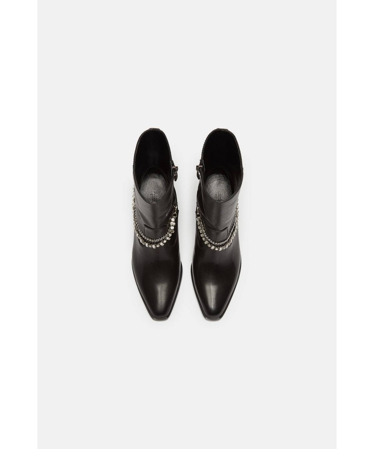 슈콤마보니(SUECOMMA BONNIE) Jewel chain mid-heel ankle boots(black)_DG3CW26506BLK