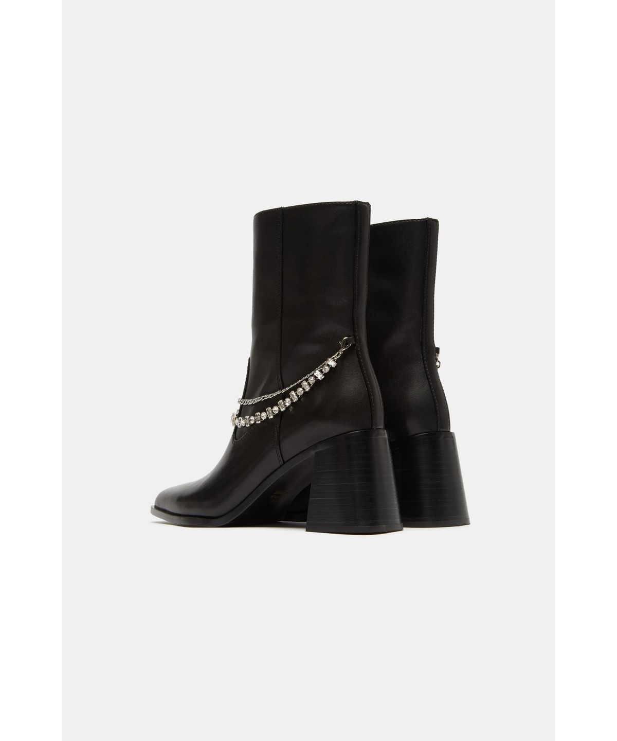 슈콤마보니(SUECOMMA BONNIE) Jewel chain mid-heel ankle boots(black)_DG3CW26506BLK