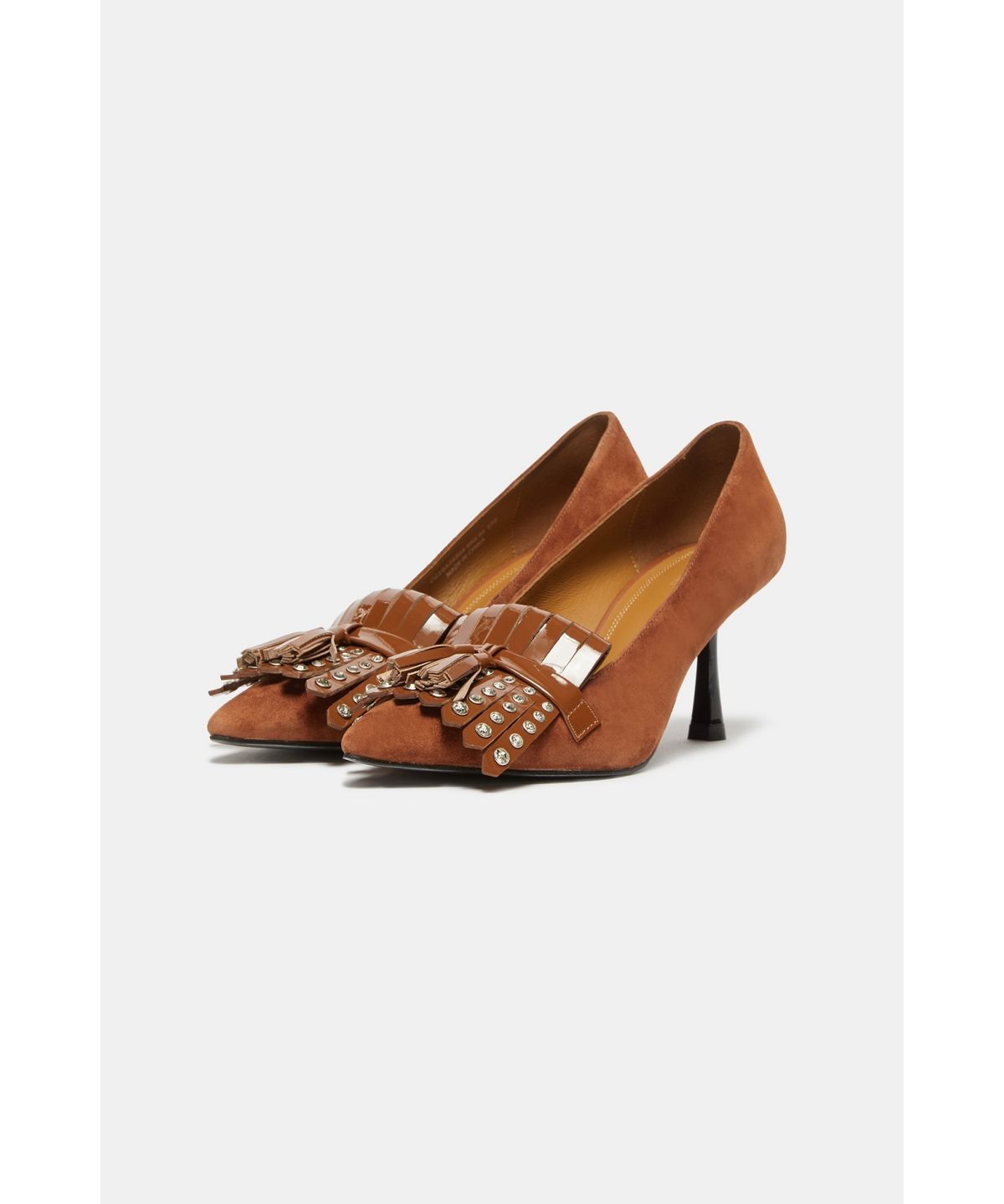 슈콤마보니(SUECOMMA BONNIE) Tessel stud decorated heel pumps(brown)_DG1BA26506BRN