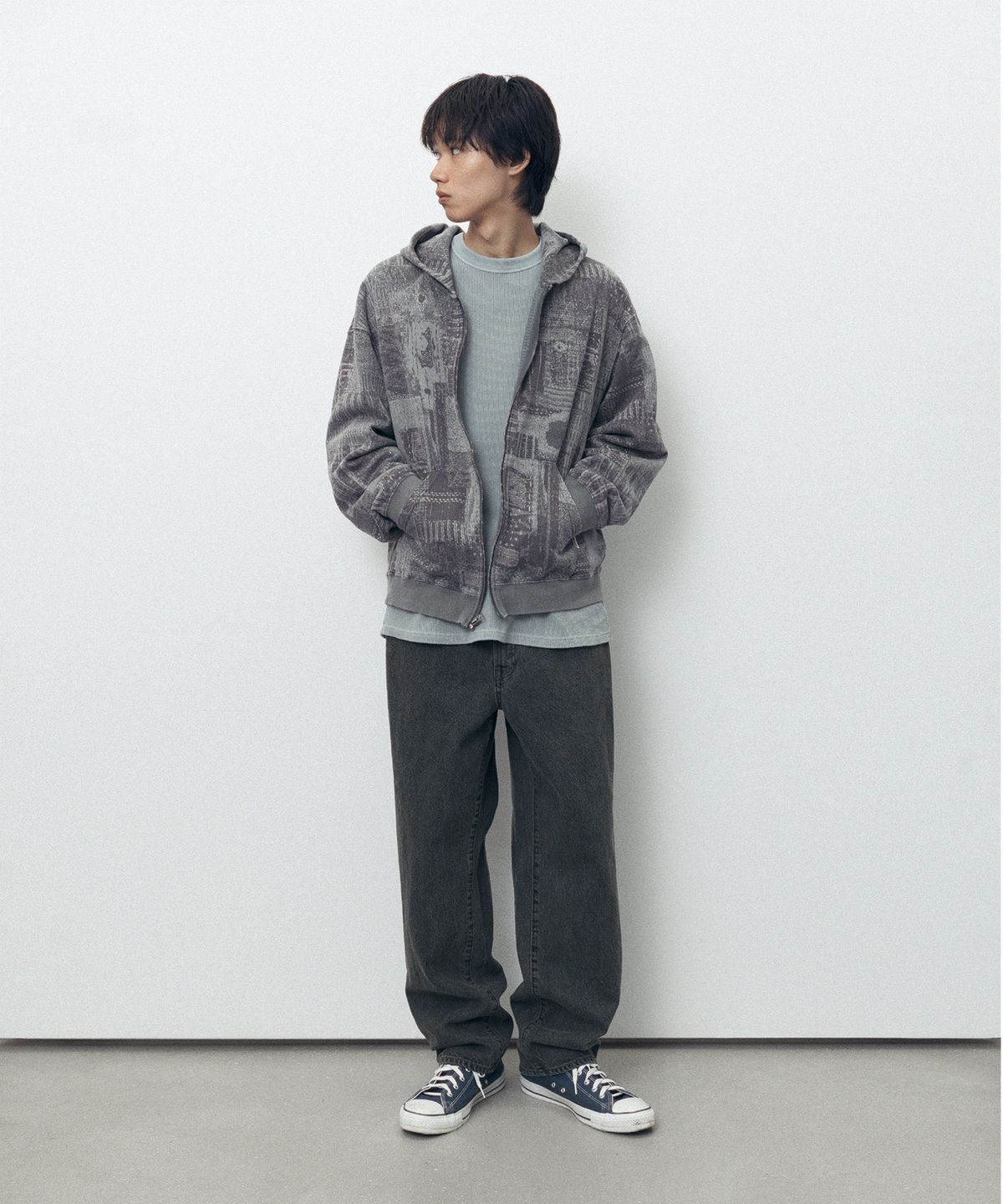 디스이즈네버댓(THISISNEVERTHAT) Crazy Faded Thermal Zip Up Hoodie Patchwork