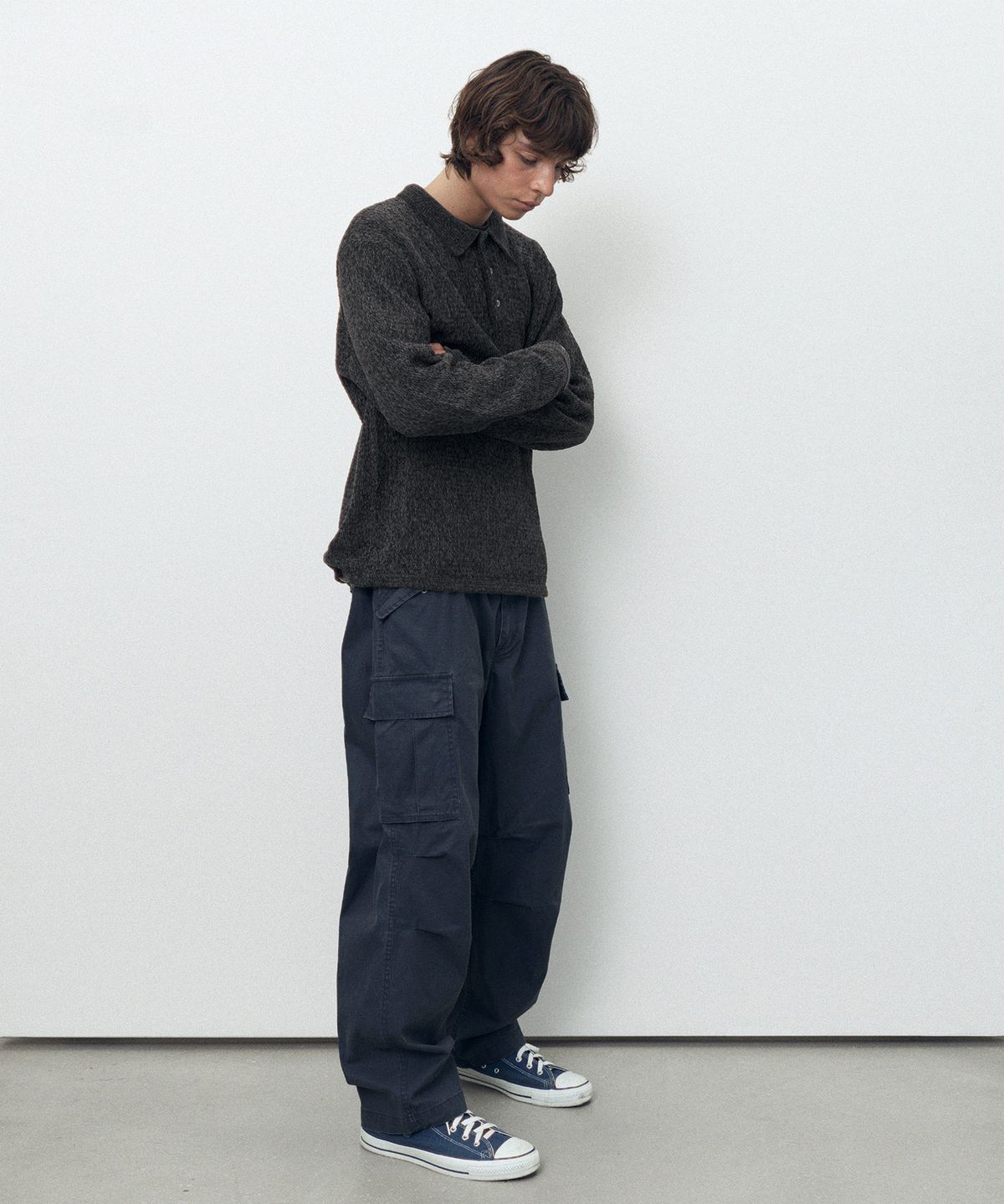 디스이즈네버댓(THISISNEVERTHAT) Velvet Knit Polo Off Black