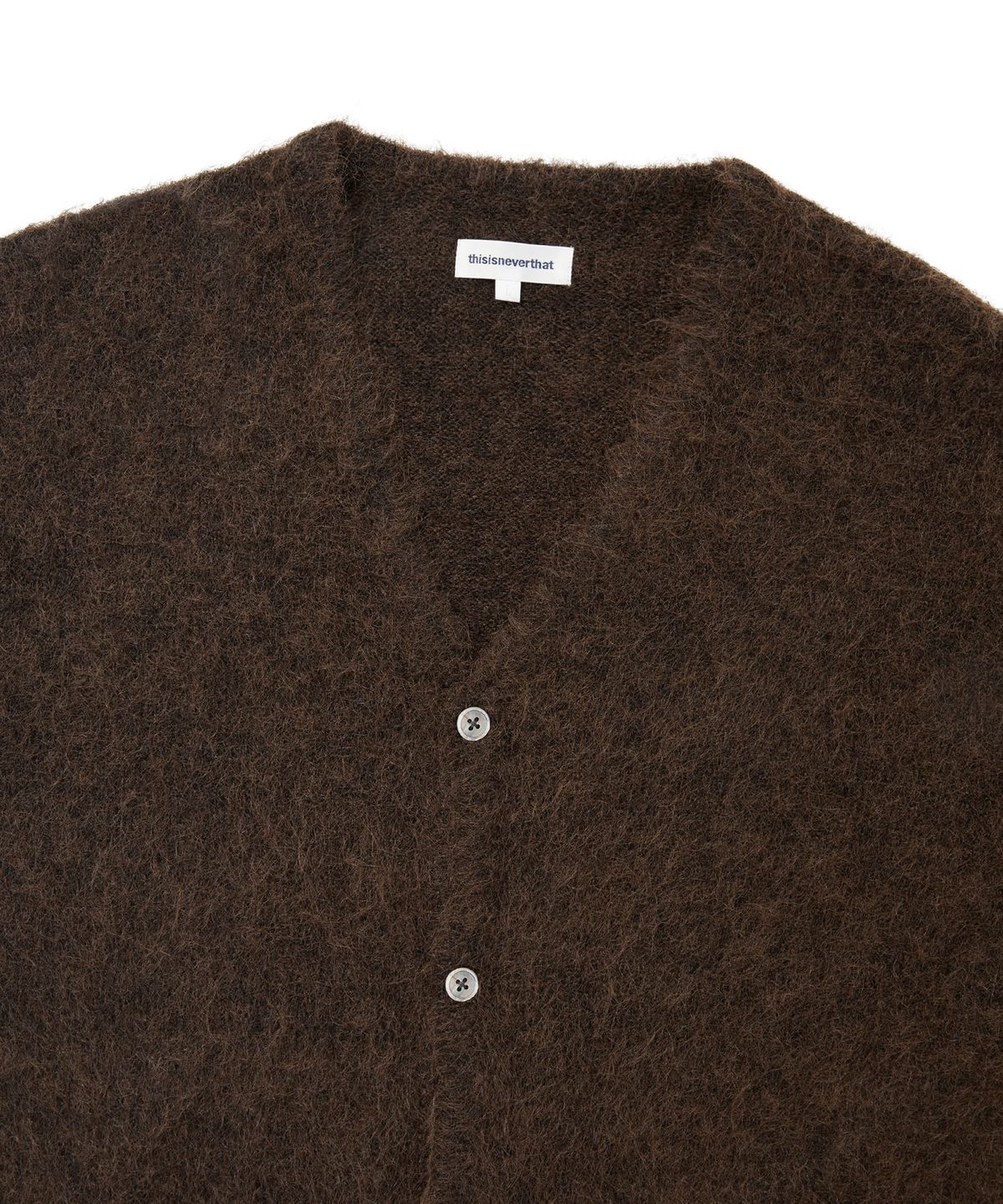 디스이즈네버댓(THISISNEVERTHAT) Hairy Knit Cardigan Dark Brown