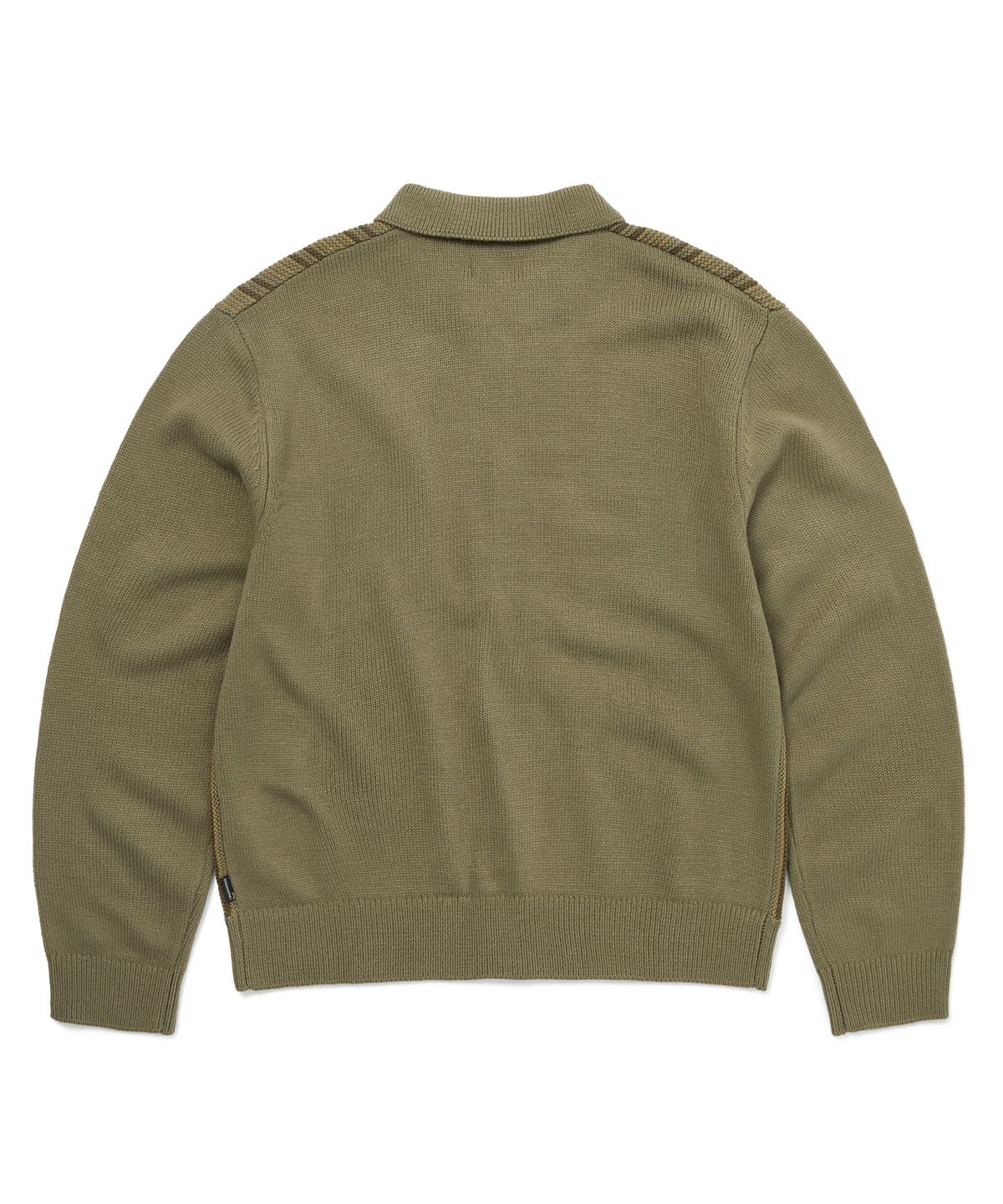 디스이즈네버댓(THISISNEVERTHAT) Striped Knit Zip Cardigan Olive