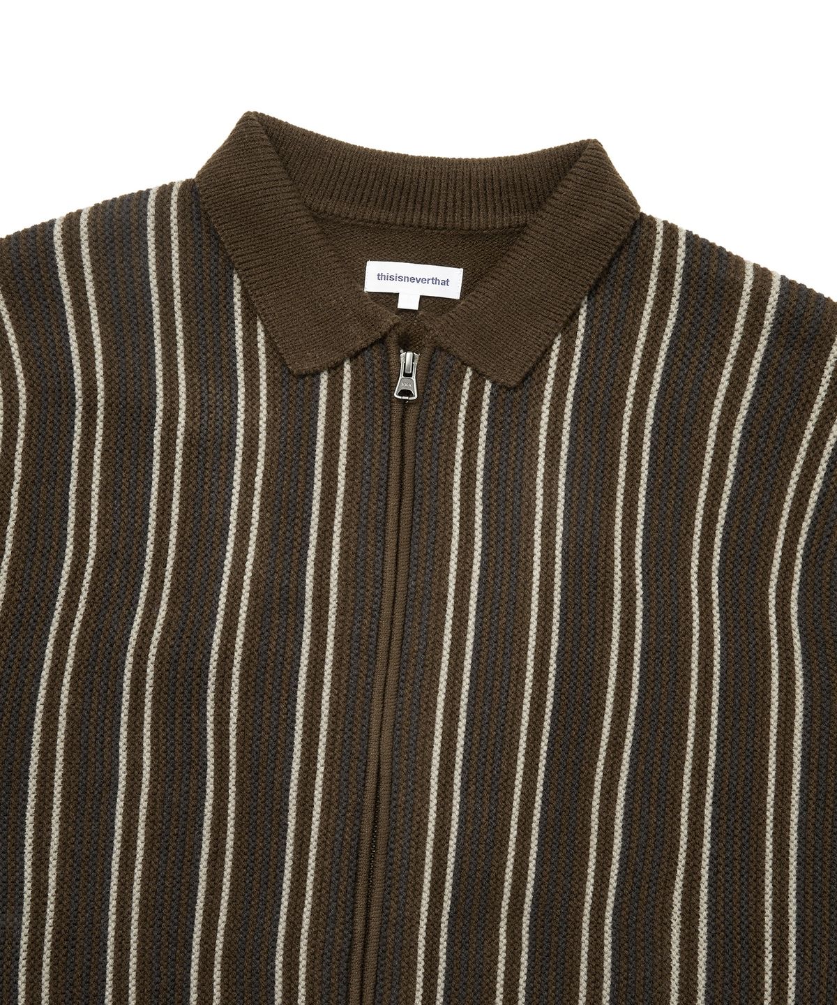 디스이즈네버댓(THISISNEVERTHAT) Striped Knit Zip Cardigan Brown
