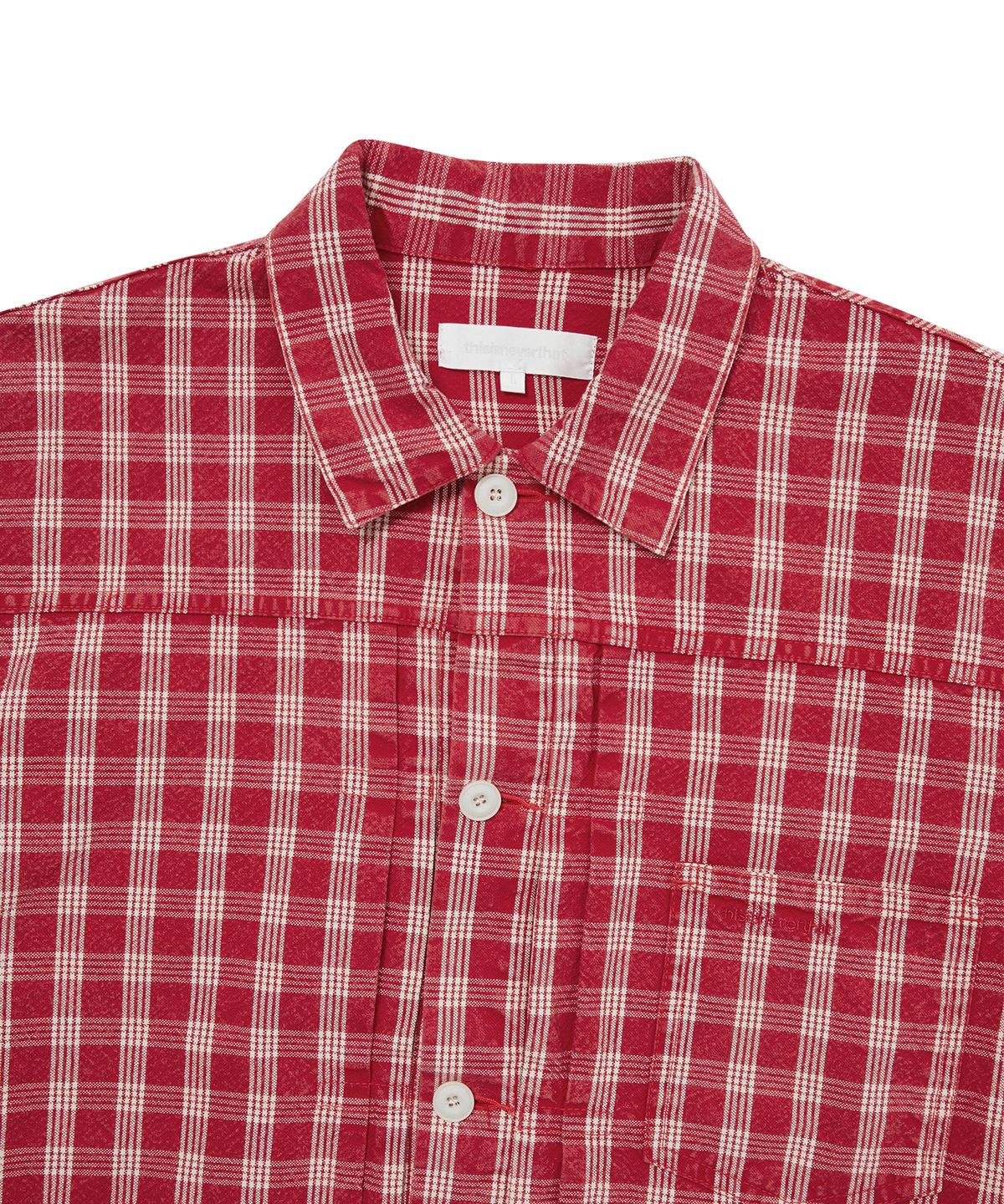 디스이즈네버댓(THISISNEVERTHAT) Washed Check Trucker Jacket Red