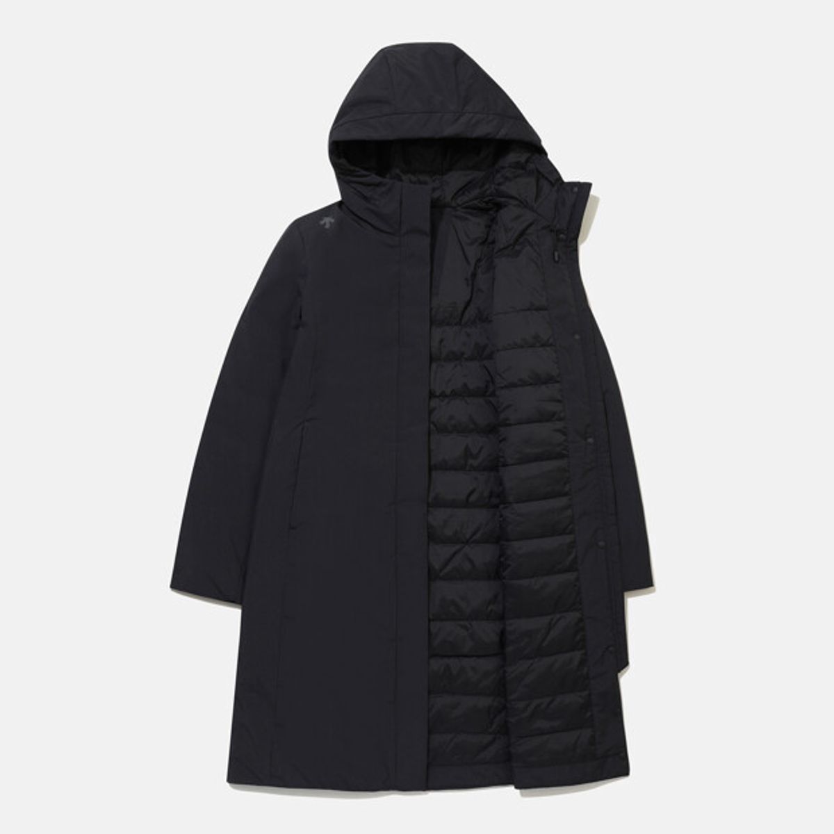 데상트(DESCENTE) 여성 롱 신슐레이트 트렌치 패딩 코트 블랙 SR322DPD92