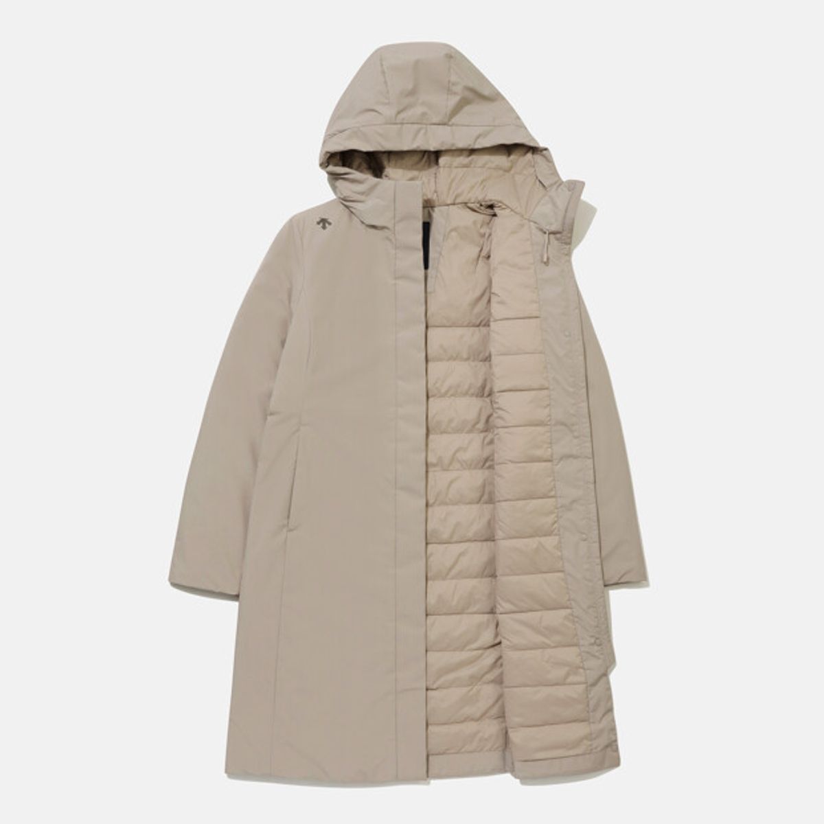 데상트(DESCENTE) 여성 롱 신슐레이트 트렌치 패딩 코트 베이지 SR322DPD92