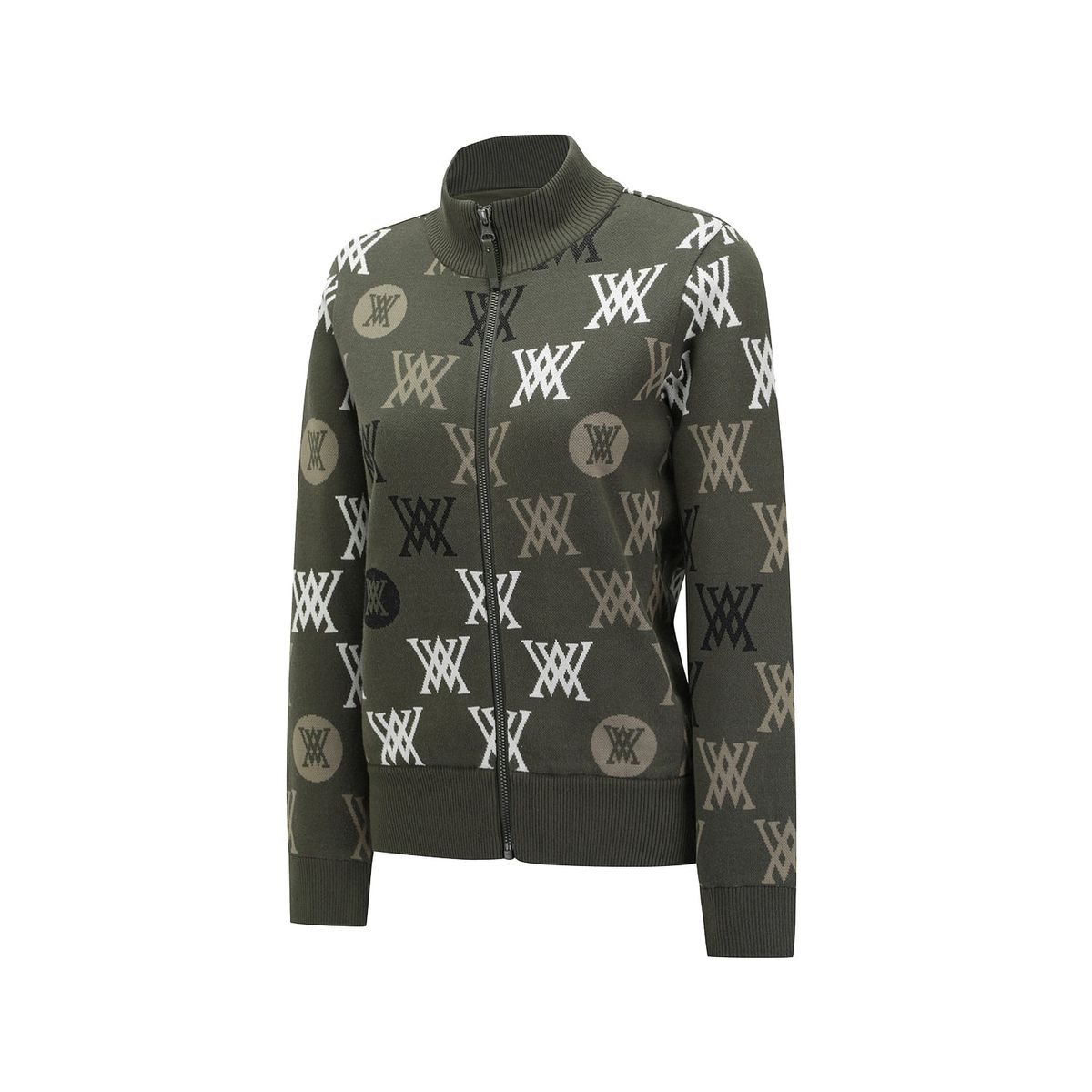 어뉴골프(ANEW GOLF) WOMEN COLOR LOGO PATTERN SWEATER CARDIGAN_DK