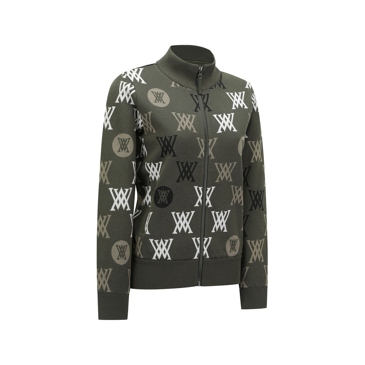 어뉴골프(ANEW GOLF) WOMEN COLOR LOGO PATTERN SWEATER CARDIGAN_DK