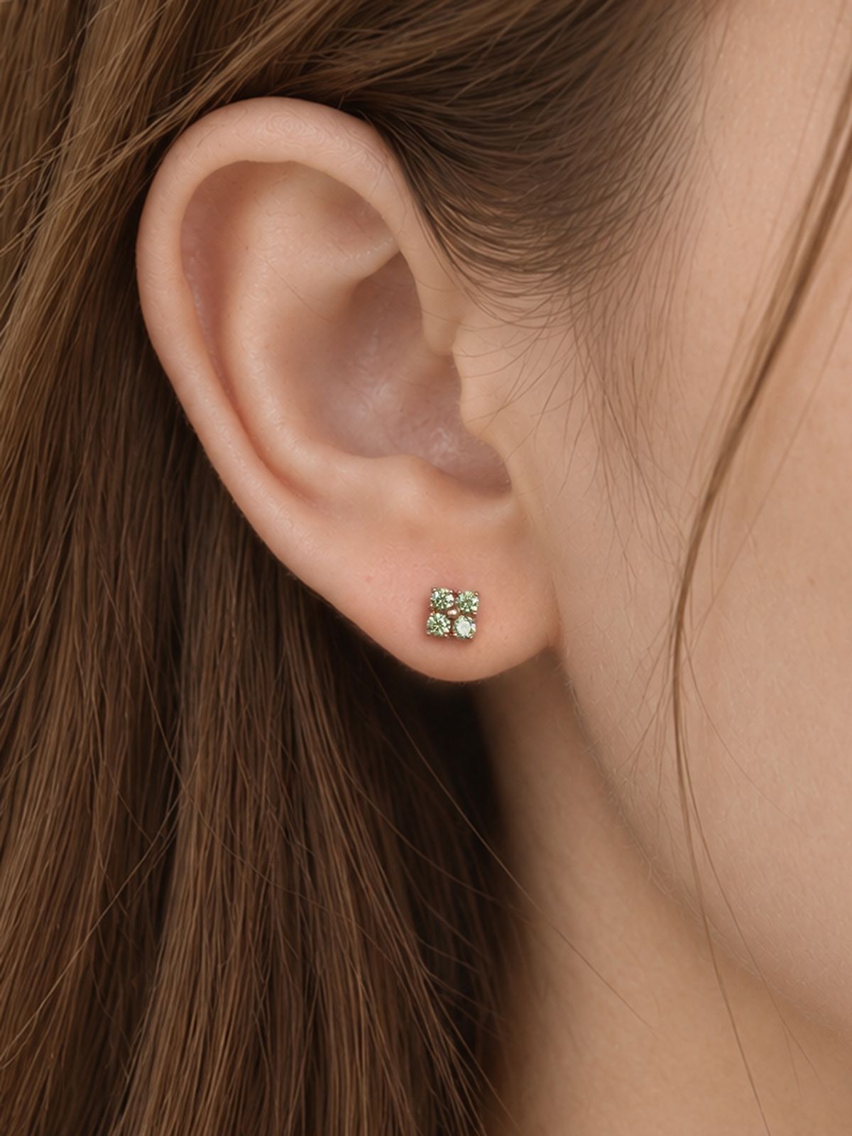 미니멀피어싱(MINIMALPIERCING) [0.8mm] 14K 인터널 모이사나이트 쿼드 글로우 라블렛 피어싱 귀걸이