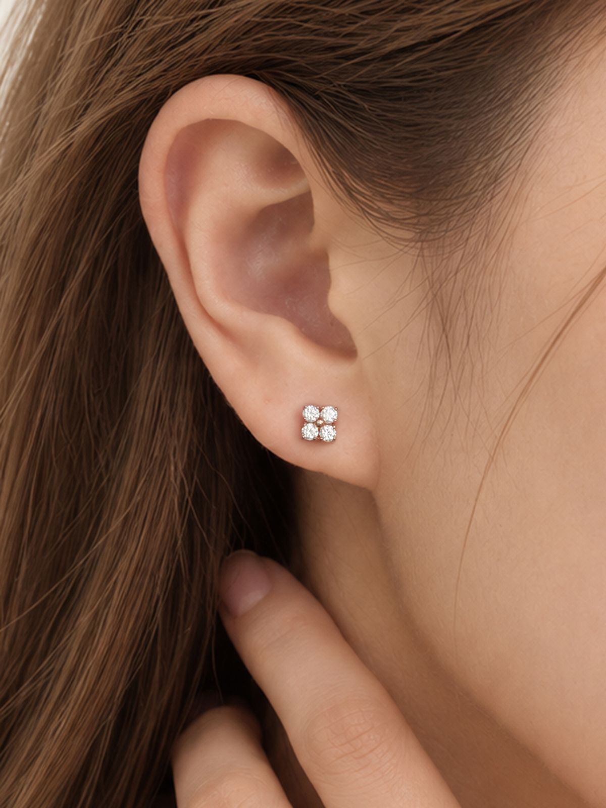 미니멀피어싱(MINIMALPIERCING) [0.8mm] 14K 인터널 모이사나이트 쿼드 글로우 라블렛 피어싱 귀걸이