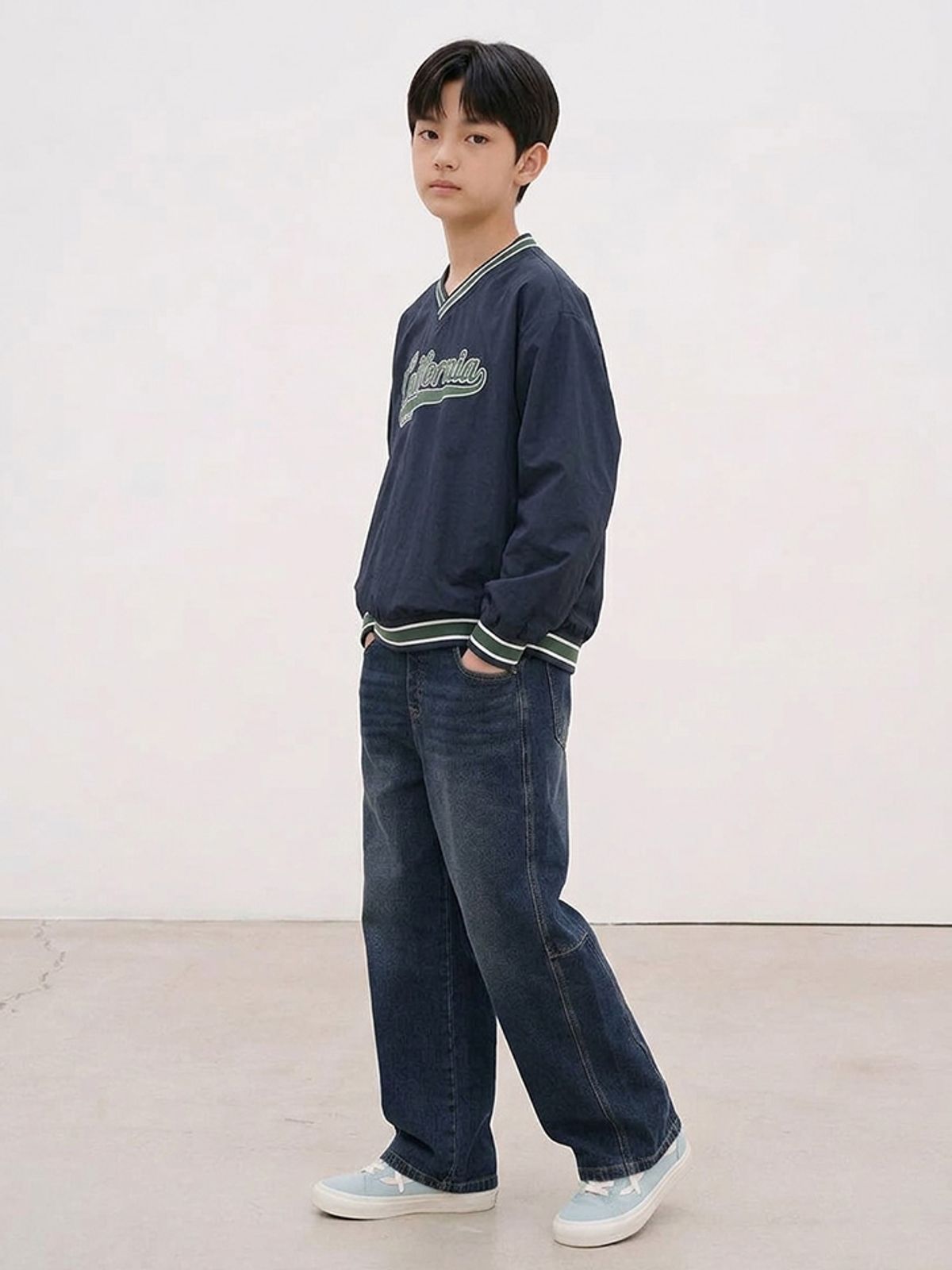 행텐 틴즈(HANGTEN TEENS) 틴즈 기모 커브드 데님팬츠_244(14590-055-803-10)