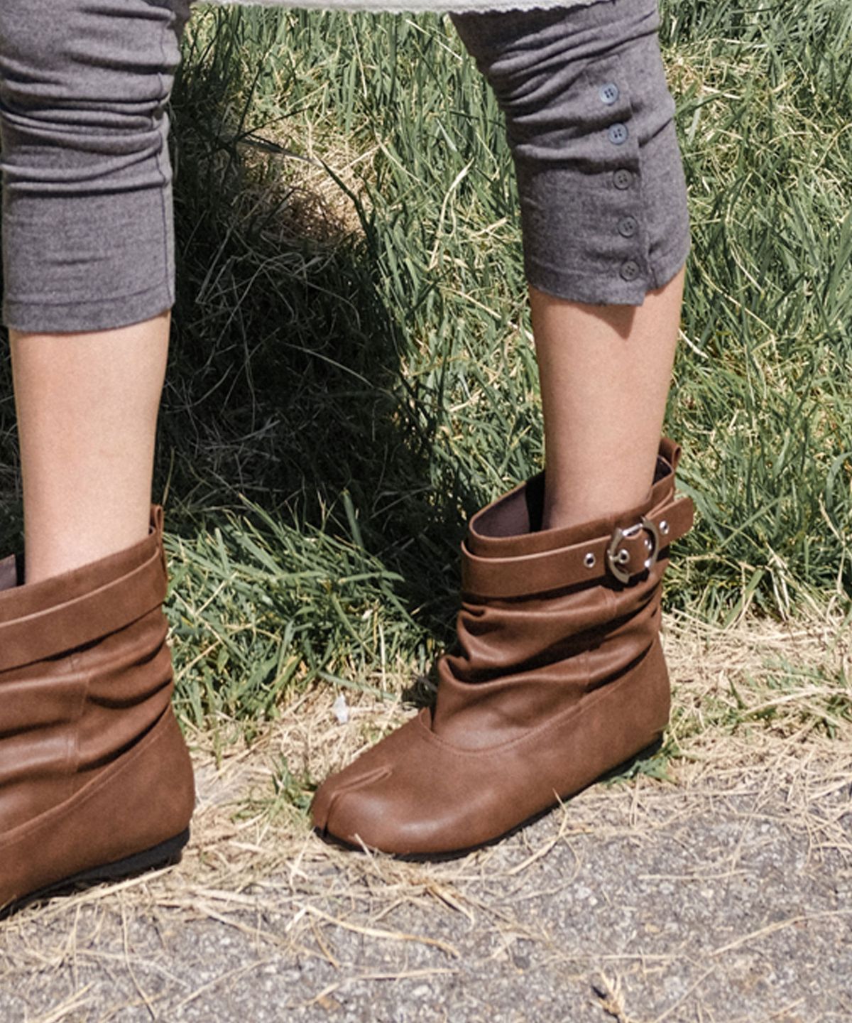 페이즈(PAES) Vintage Shirring Ankle Boots / Brown