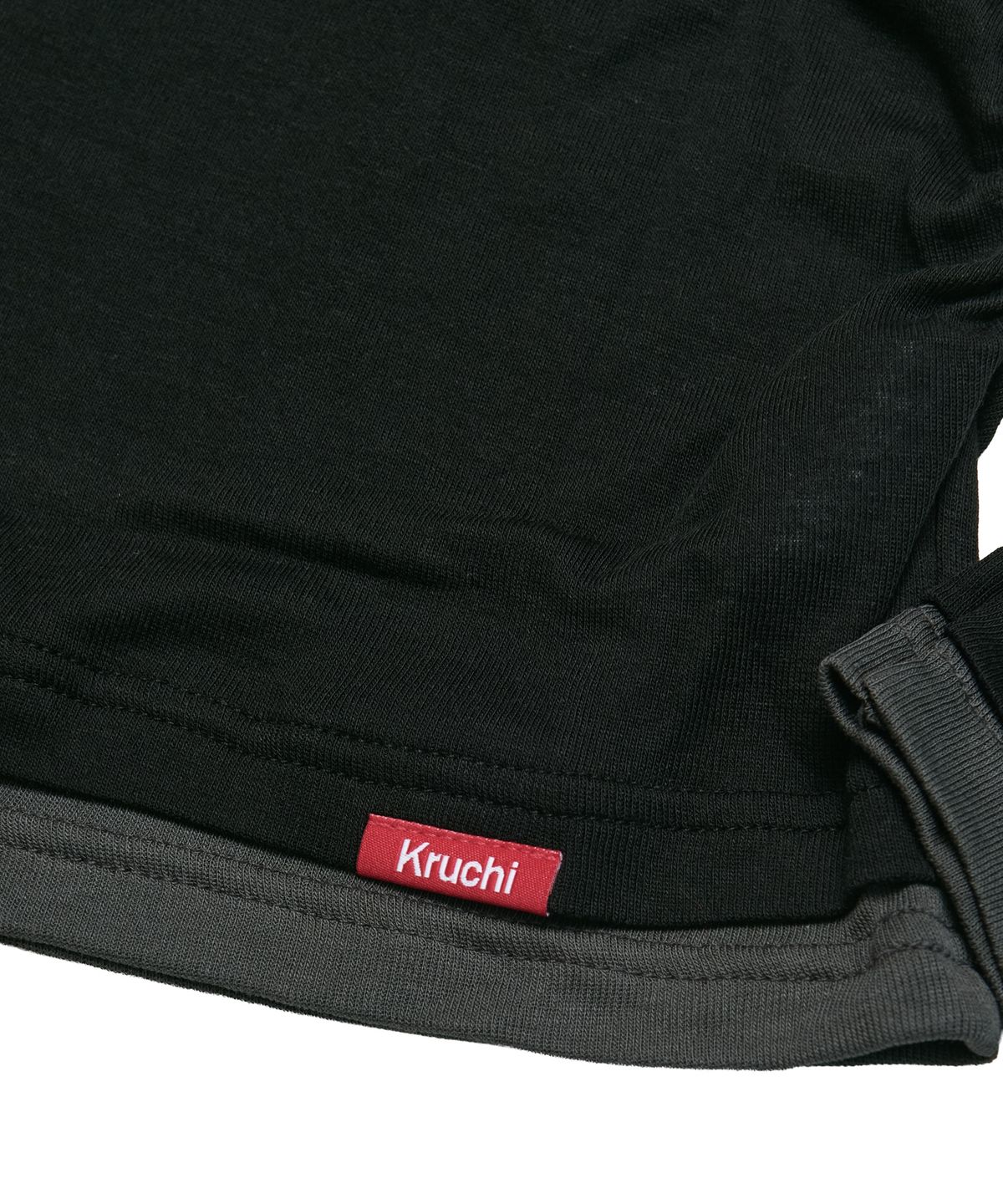 크루치(KRUCHI) Shirring Layered Top (BLACK) WOMENS