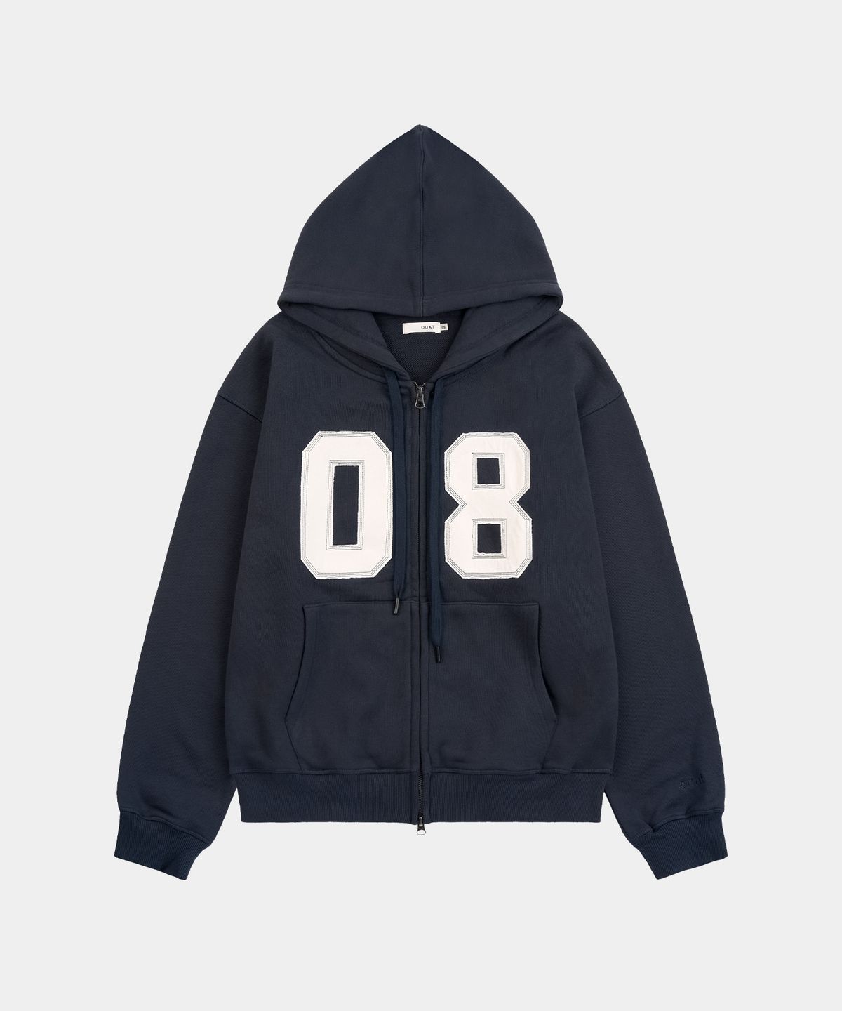 오우앗(OUAT) 로고패치 오버핏 후드집업 (NAVY)