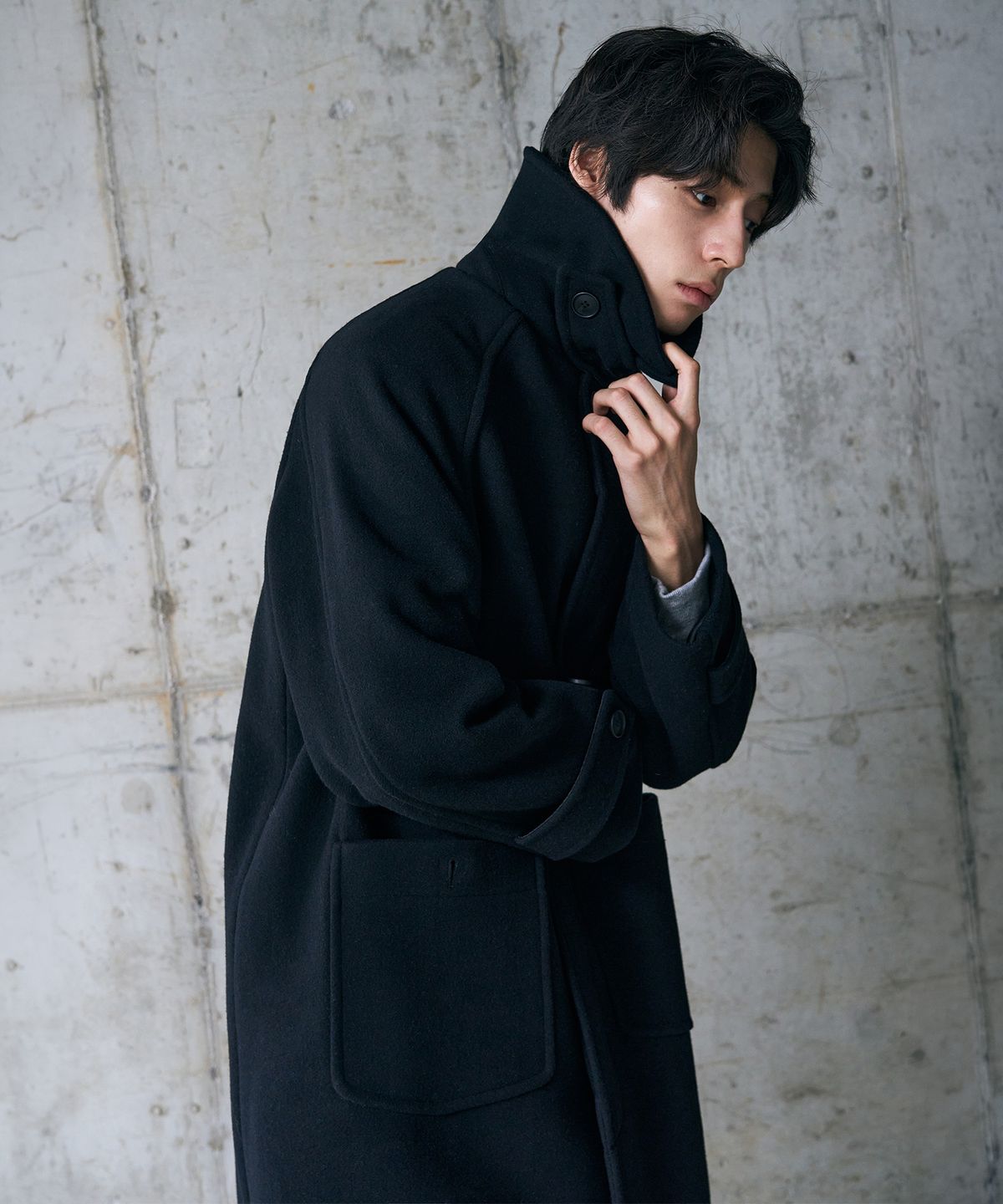 아워데이즈(OURDAYZ) 울 머지 발마칸 롱 코트 [BLACK]