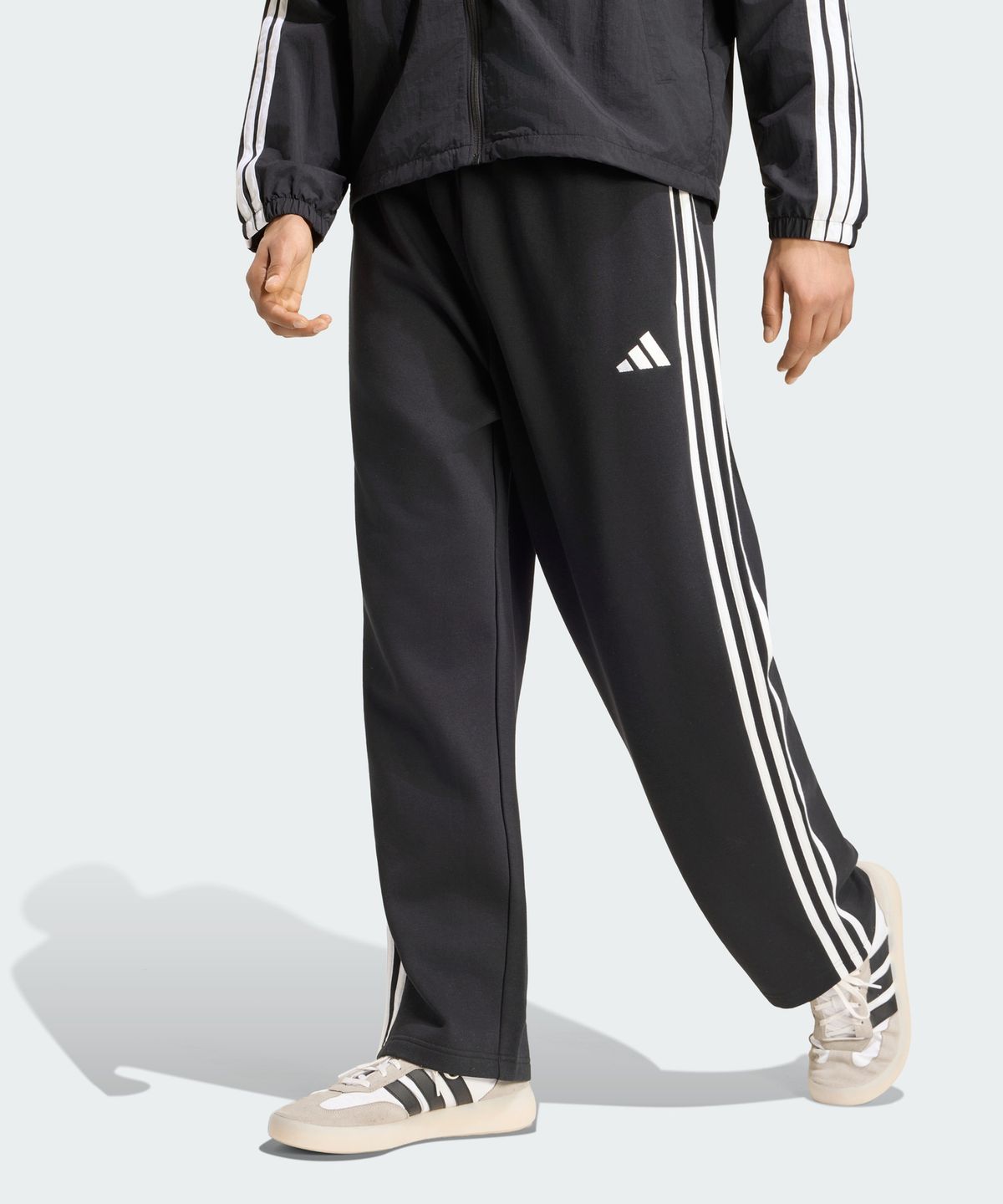 아디다스(ADIDAS) 에센셜 3-스트라이프 플리스 레그 오픈 헴 팬츠 KY6625