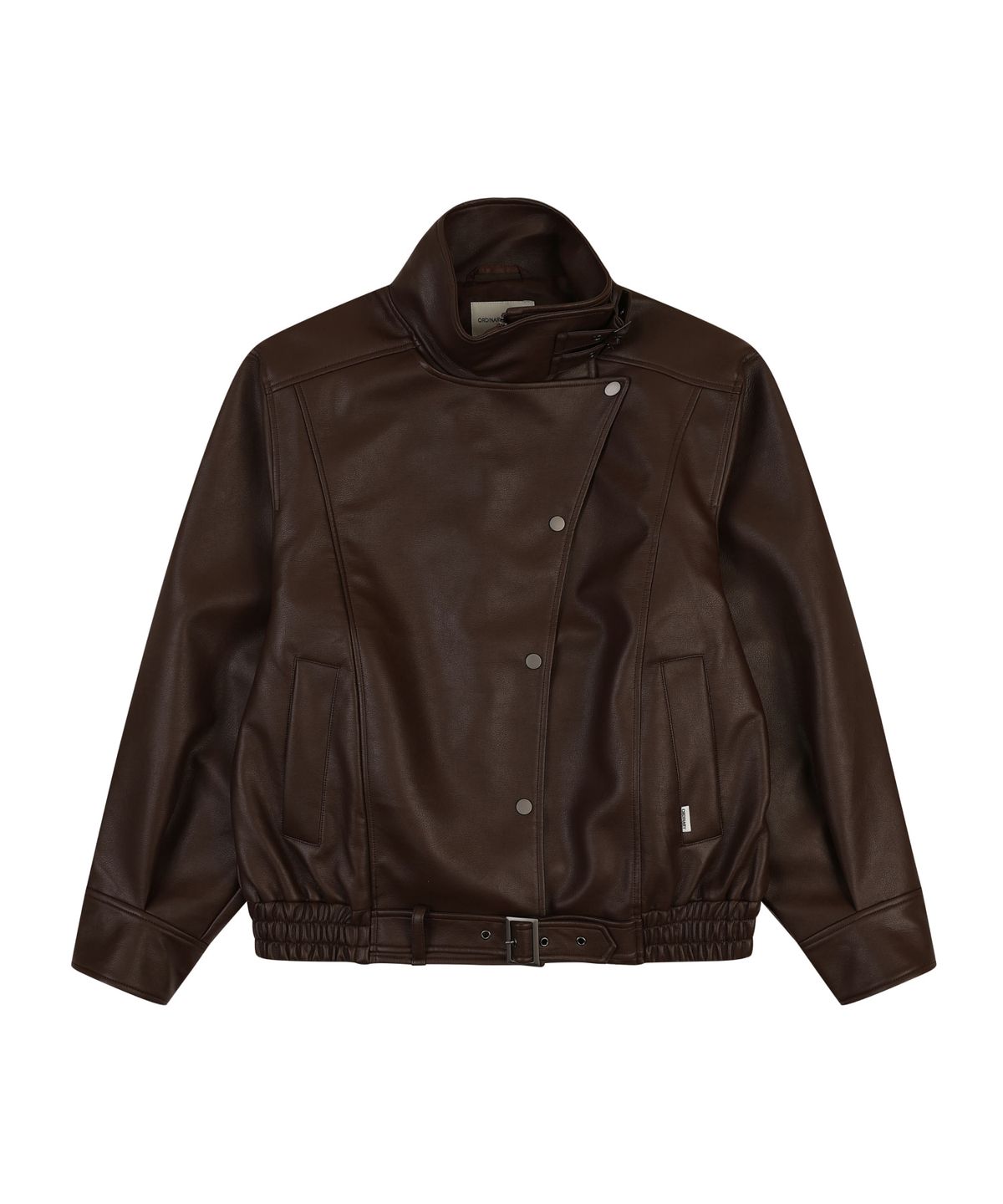 오디너리 홀리데이(ORDINARY HOLIDAY) BELTED OVERSIZED LEATHER JUMPER [BROWN]