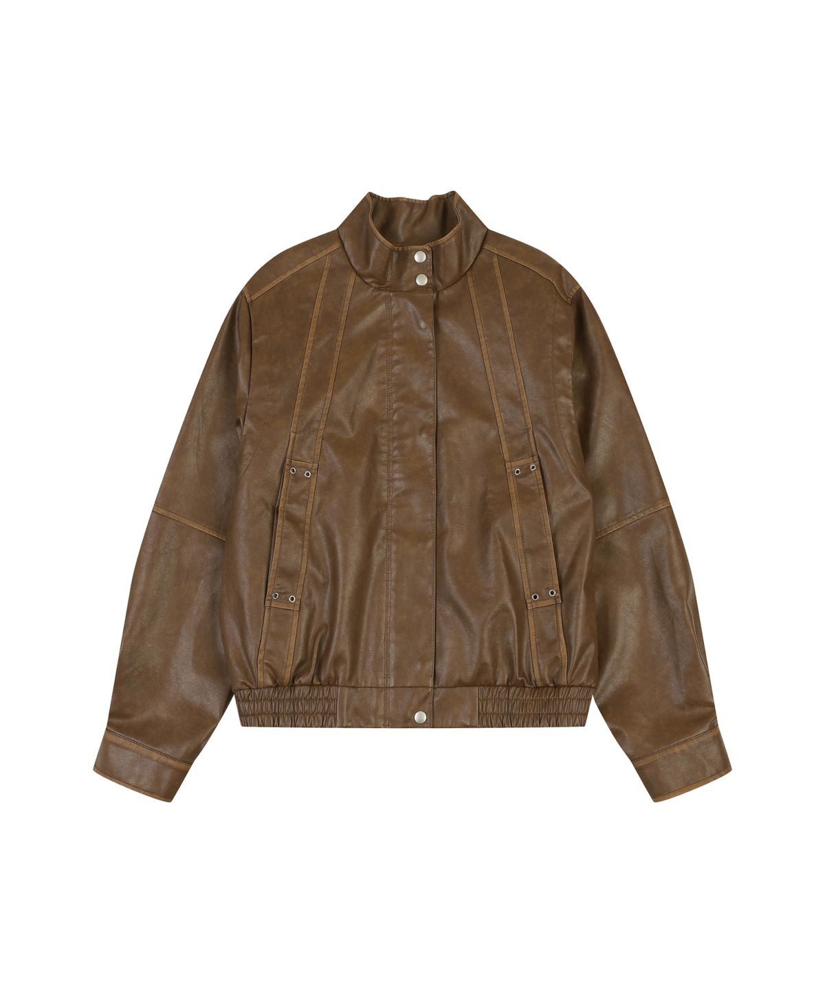 오디너리 홀리데이(ORDINARY HOLIDAY) HIGH NECK LEATHER JUMPER [BROWN]