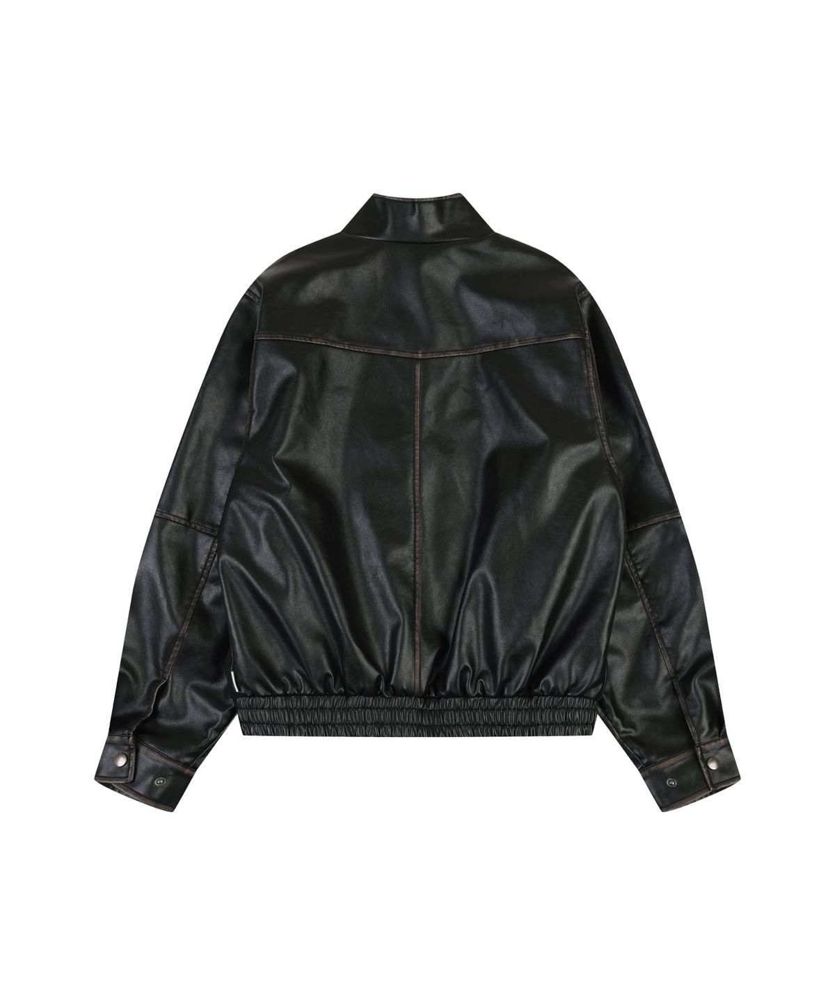 오디너리 홀리데이(ORDINARY HOLIDAY) HIGH NECK LEATHER JUMPER [BLACK]