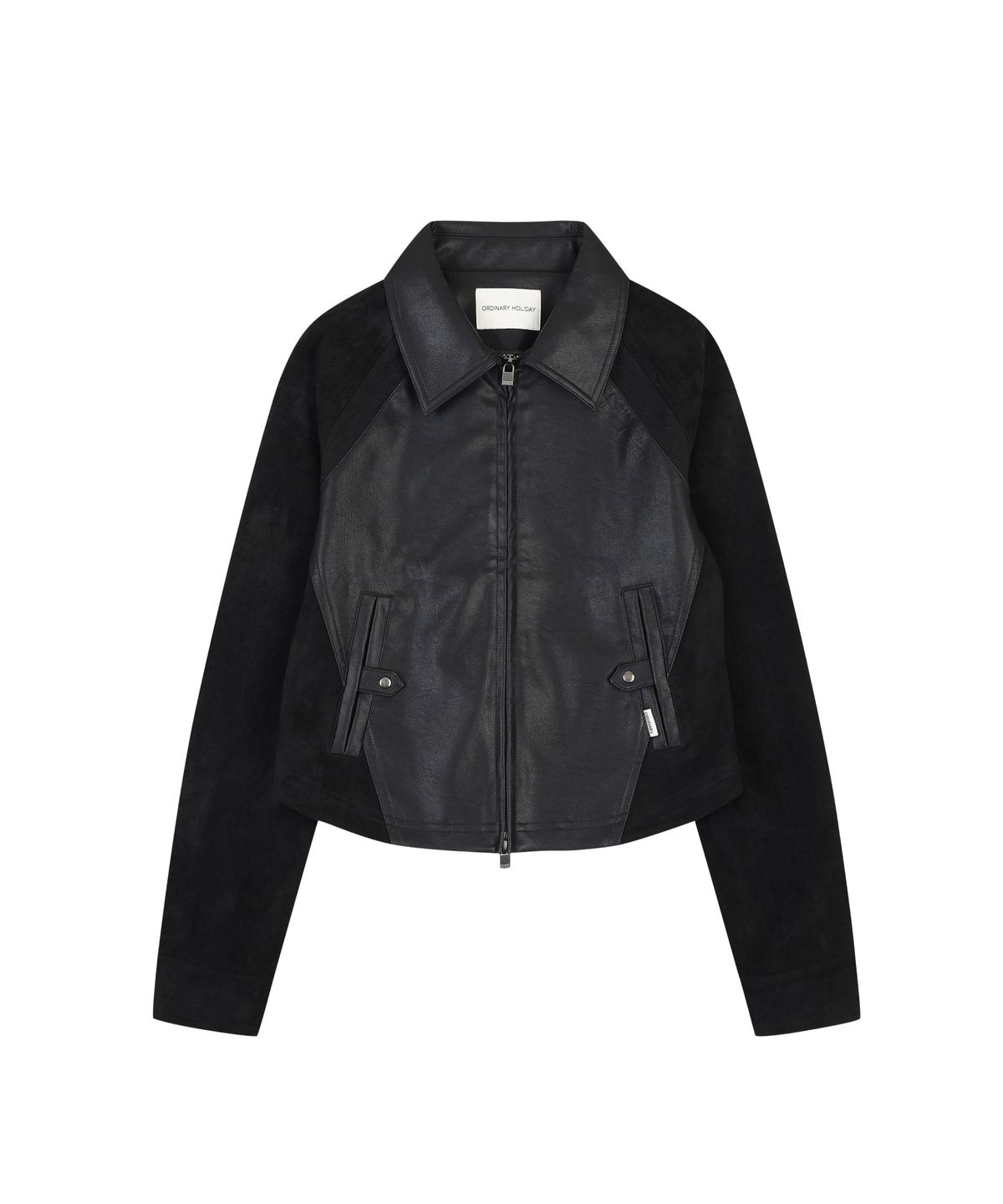 오디너리 홀리데이(ORDINARY HOLIDAY) SUEDE MIXED LEATHER JACKET [BLACK]