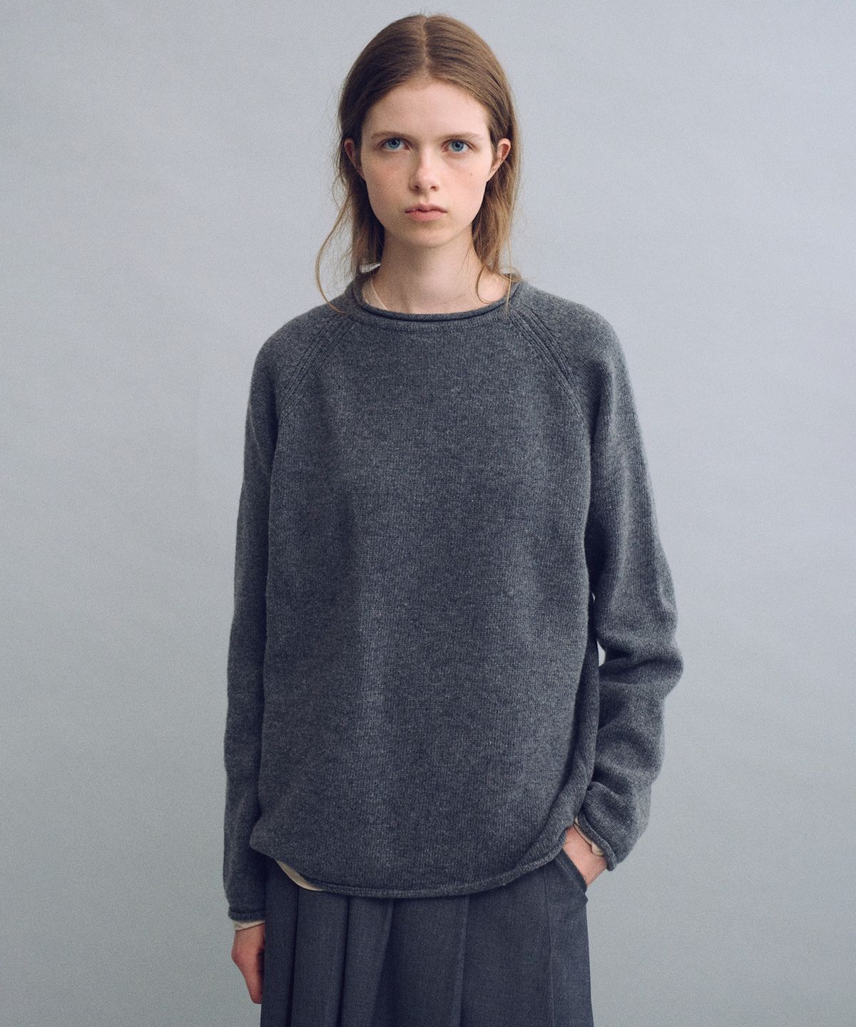 아우브아워(AUBOUR) bias herring knit (grey)