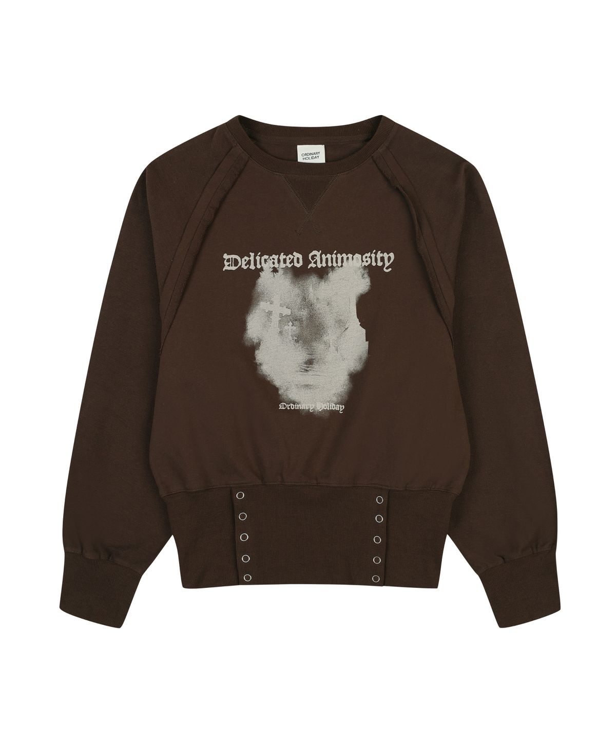 오디너리 홀리데이(ORDINARY HOLIDAY) RIBBED SNAP SWEATSHIRT [BROWN]