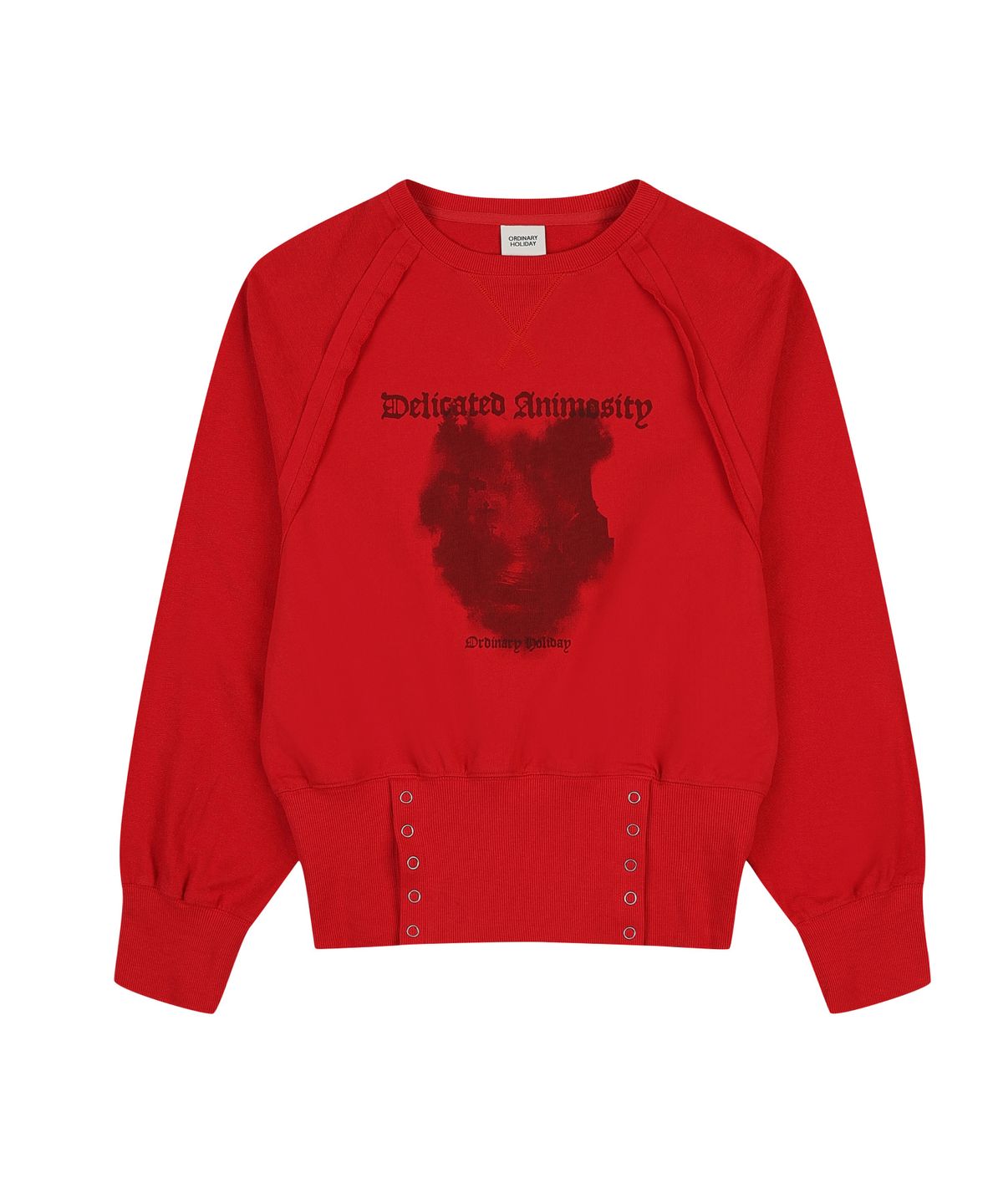 오디너리 홀리데이(ORDINARY HOLIDAY) RIBBED SNAP SWEATSHIRT [RED]