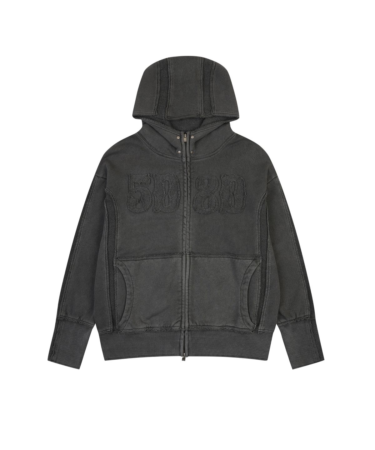 오디너리 홀리데이(ORDINARY HOLIDAY) APPLIQUE PIGMENT SWEAT HOODIE [CHARCOAL]