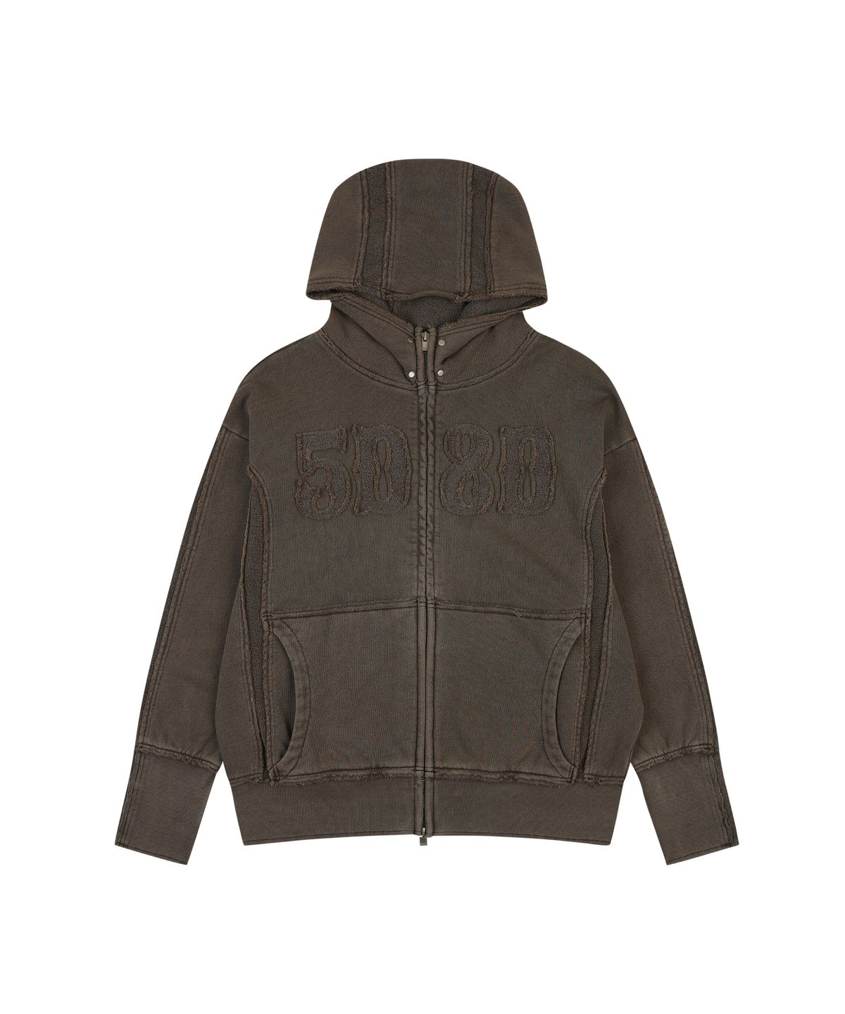 오디너리 홀리데이(ORDINARY HOLIDAY) APPLIQUE PIGMENT SWEAT HOODIE [BROWN]