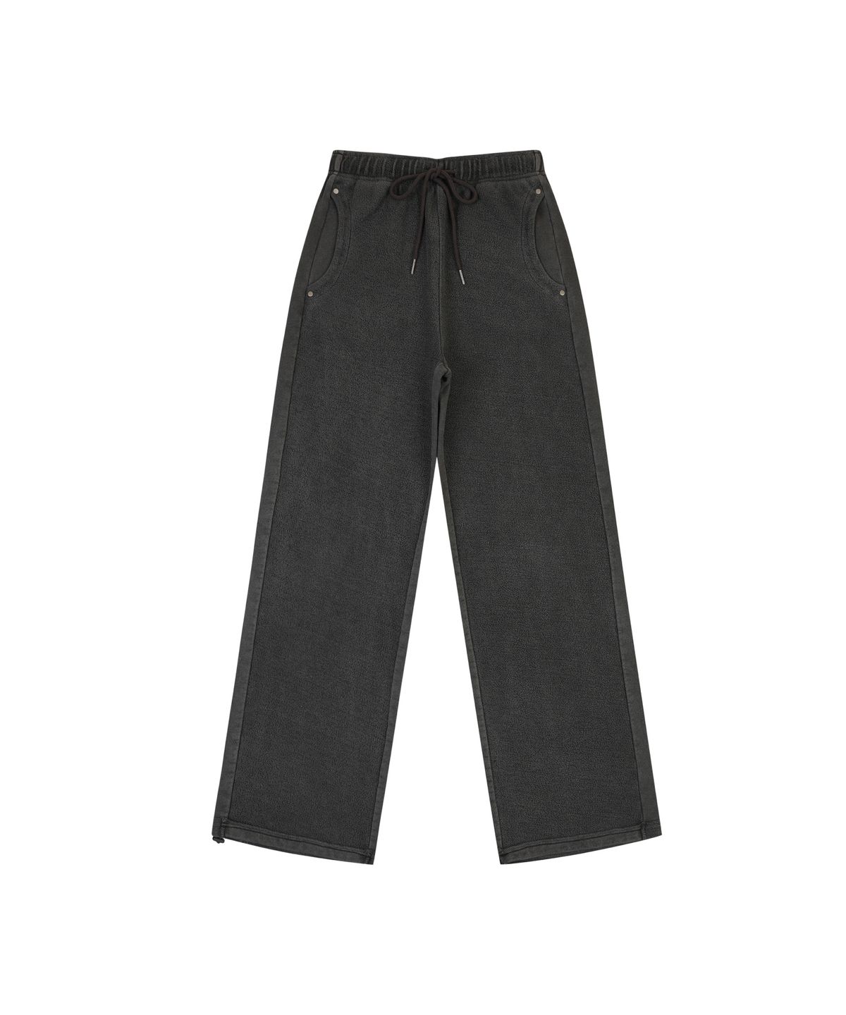 오디너리 홀리데이(ORDINARY HOLIDAY) APPLIQUE PIGMENT WIDE SWEAT PANTS [CHARCOAL]