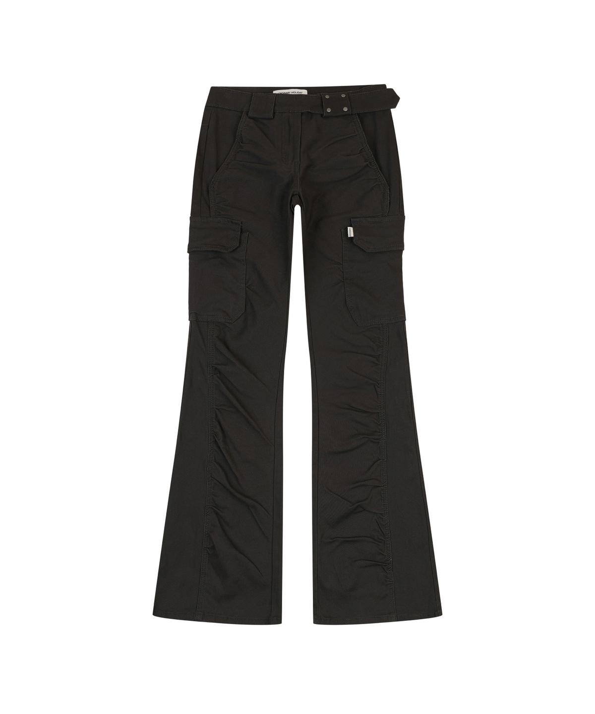 오디너리 홀리데이(ORDINARY HOLIDAY) SHIRRING DETAIL BOOTS CUT PANTS [CHARCOAL]