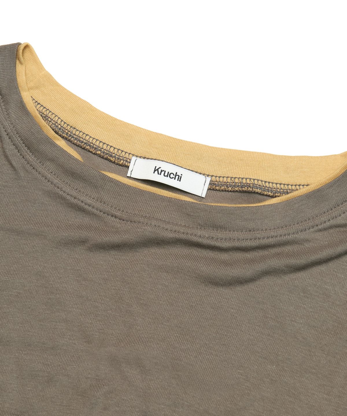 크루치(KRUCHI) Shirring Layered Top (MOCHA) WOMENS