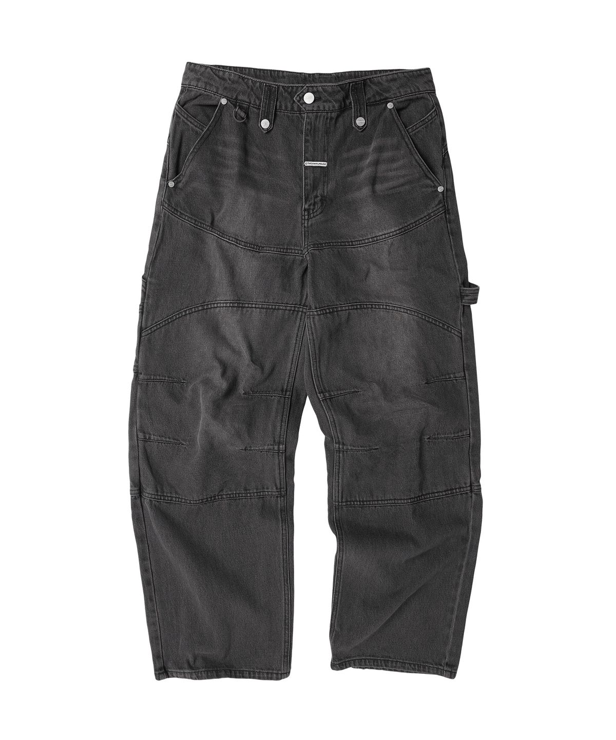 더바이닐하우스(THEVINYLHOUSE) ROUND DOUBLE KNEE DENIM PANTS BLACK