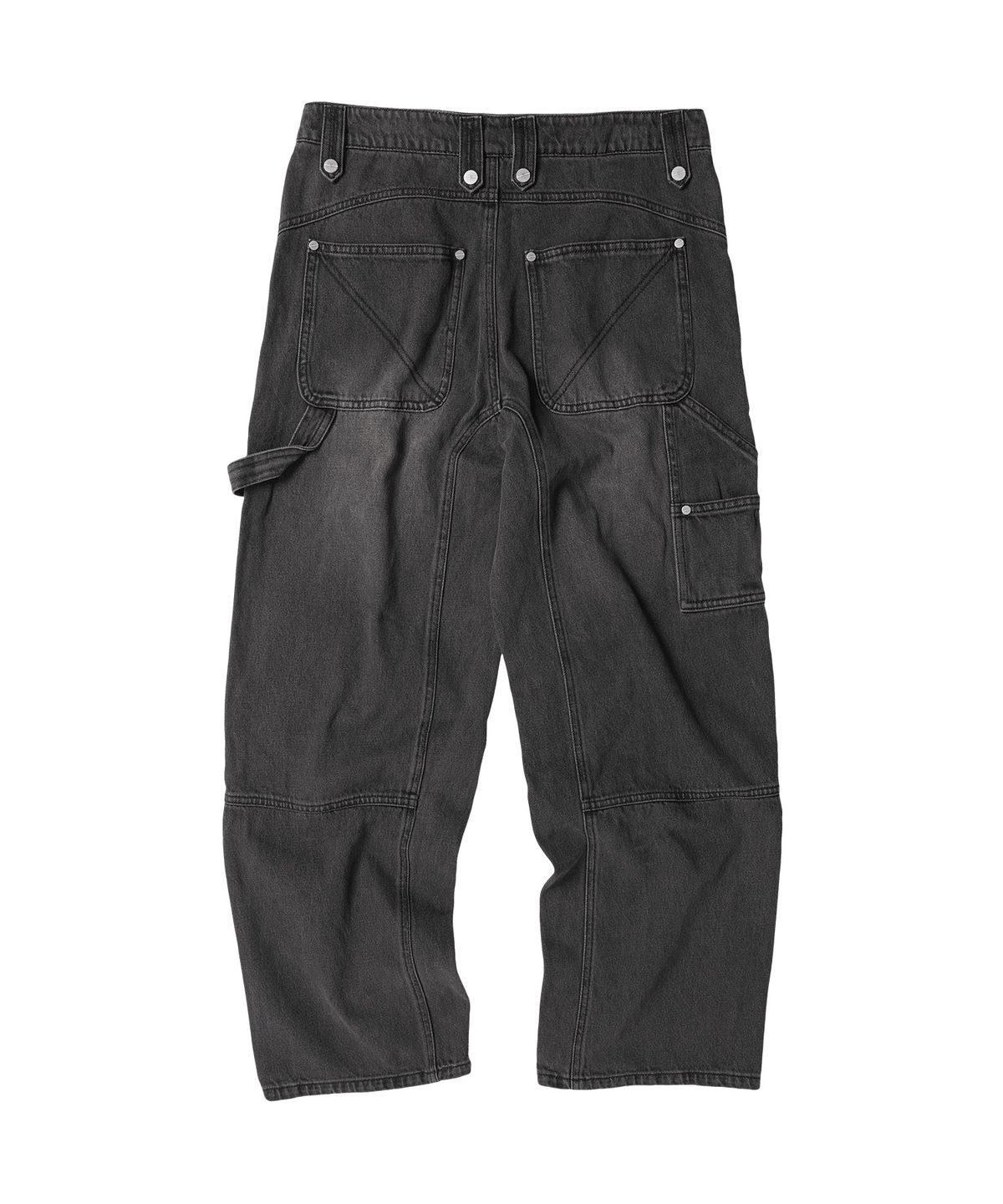 더바이닐하우스(THEVINYLHOUSE) ROUND DOUBLE KNEE DENIM PANTS BLACK