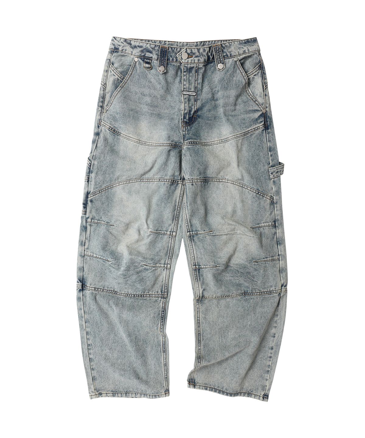 더바이닐하우스(THEVINYLHOUSE) ROUND DOUBLE KNEE DENIM PANTS LIGHT BLUE