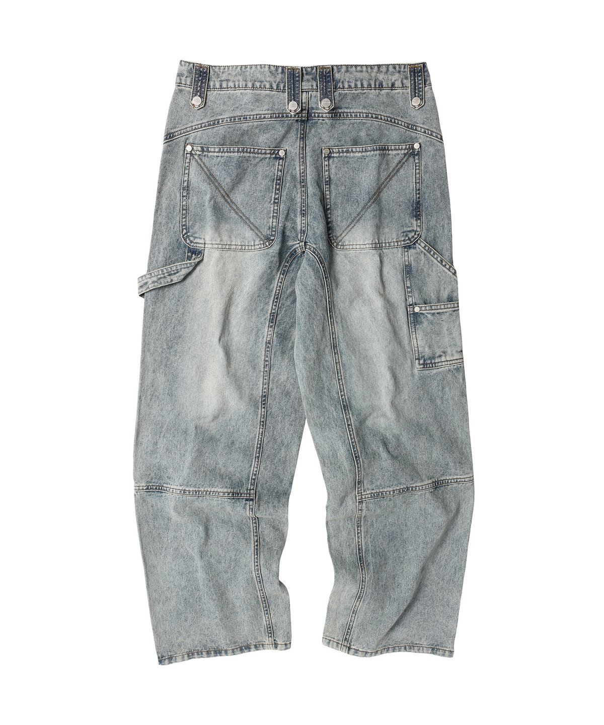 더바이닐하우스(THEVINYLHOUSE) ROUND DOUBLE KNEE DENIM PANTS LIGHT BLUE