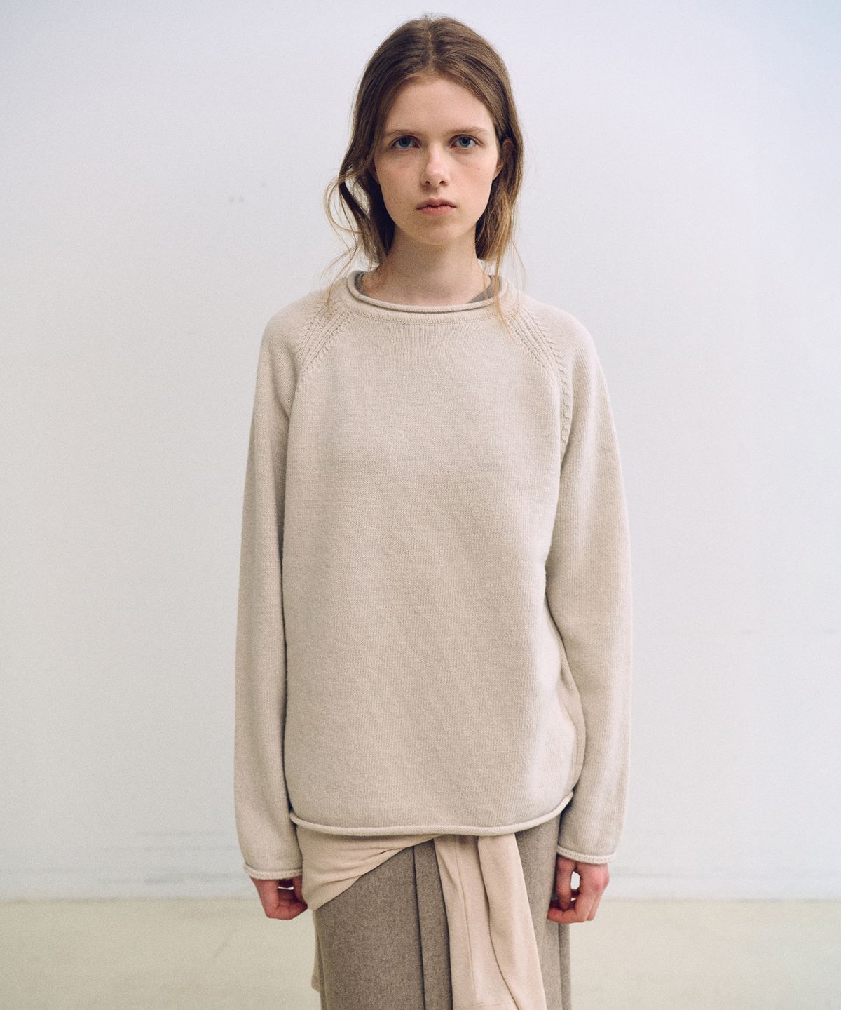 아우브아워(AUBOUR) bias herring knit (oatmeal)