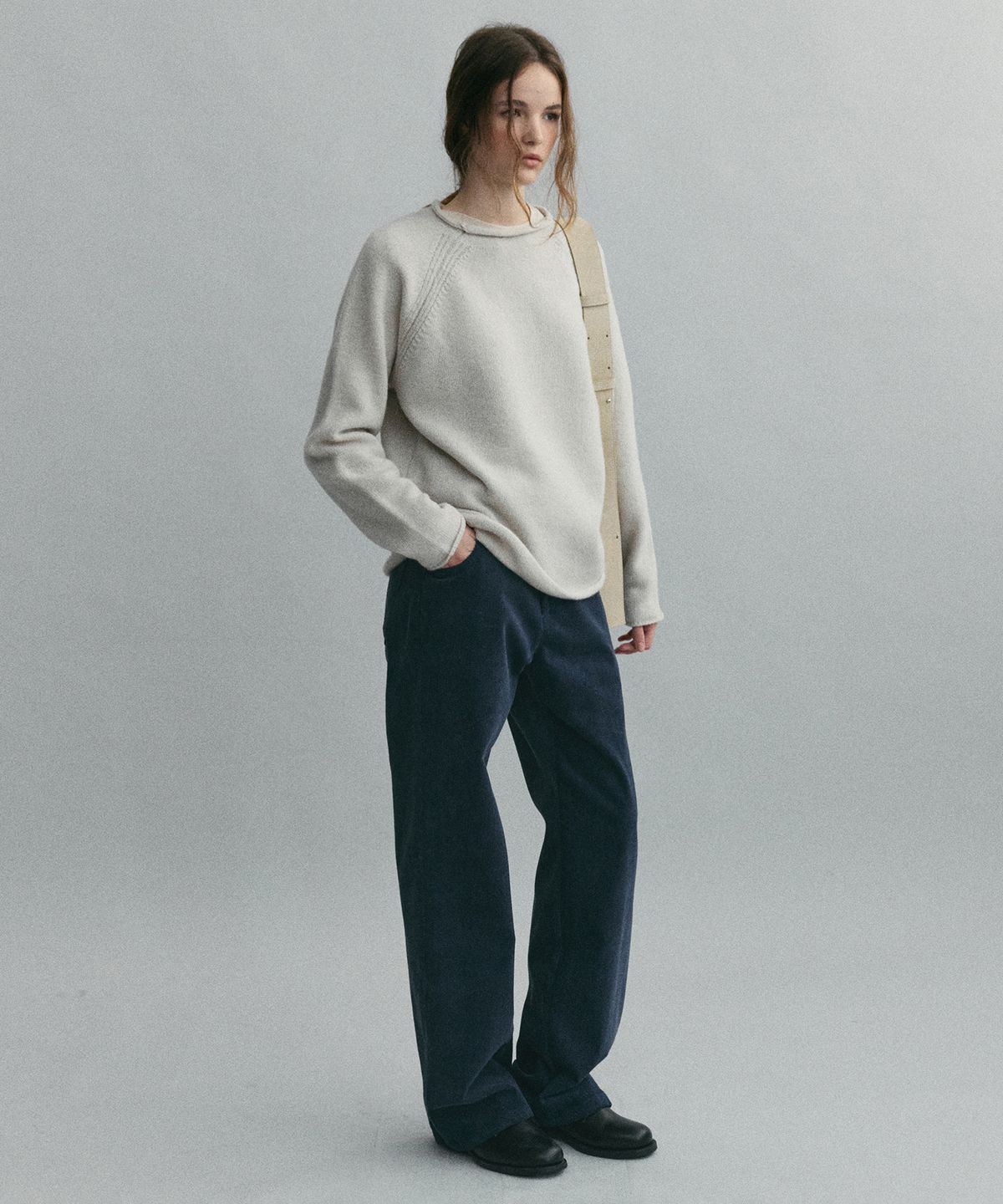 아우브아워(AUBOUR) bias herring knit (oatmeal)