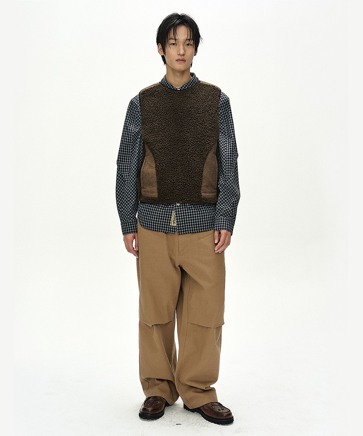 앤더슨벨(ADSB ANDERSSON BELL) SORANO PATCHWORK FLEECE VEST (TAUPE)