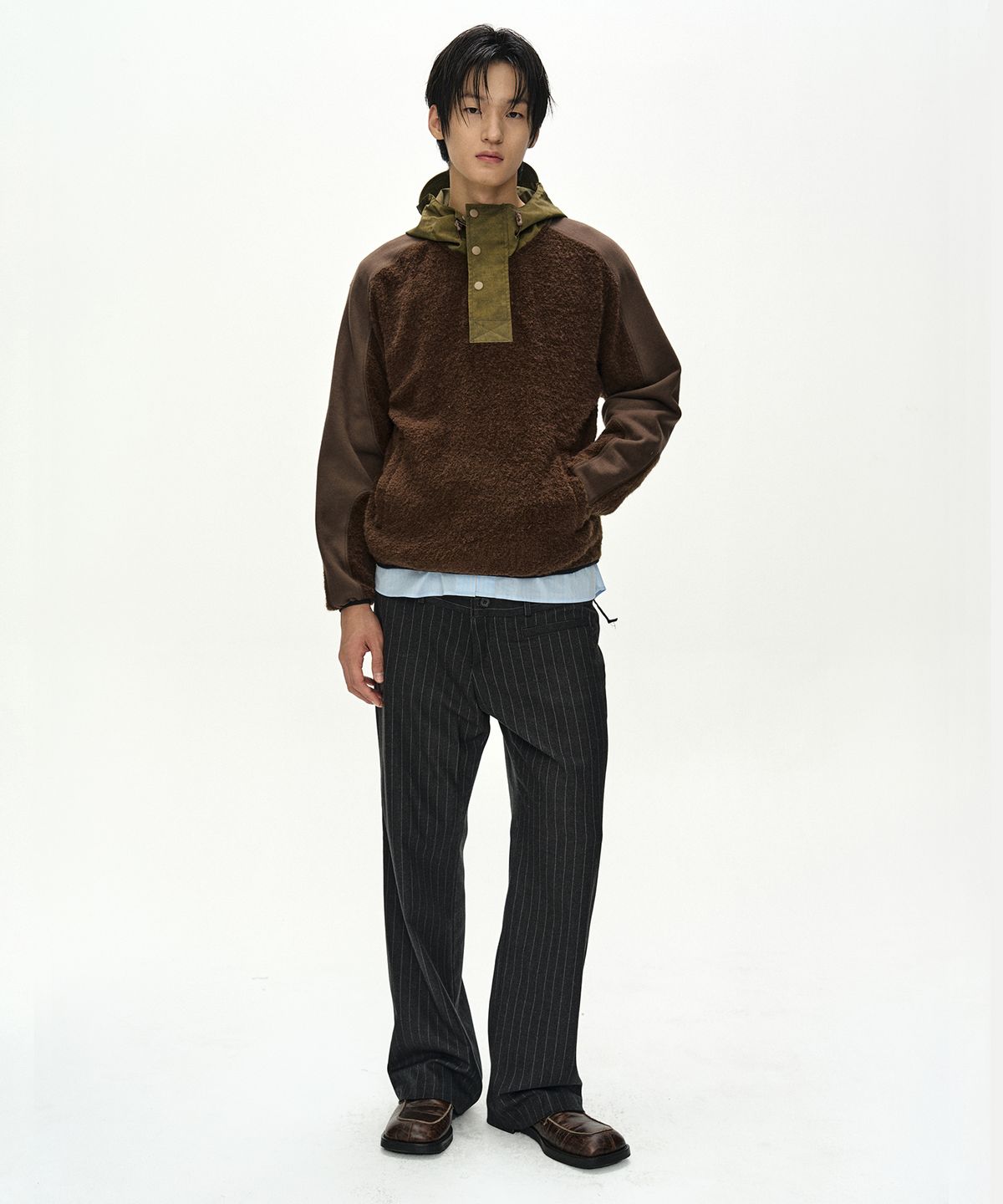 앤더슨벨(ADSB ANDERSSON BELL) ORTE TERRY HALF ZIP UP HOODIE (BROWN)