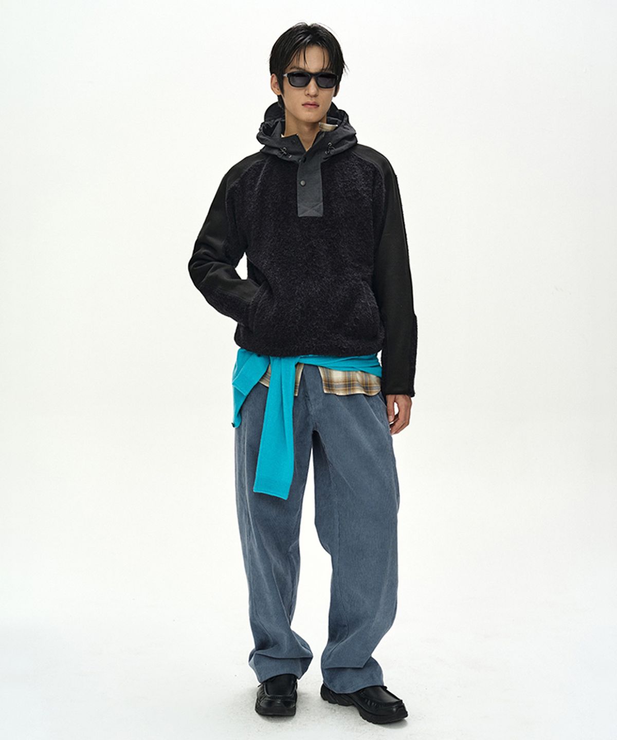 앤더슨벨(ADSB ANDERSSON BELL) ORTE TERRY HALF ZIP UP HOODIE (BLACK)