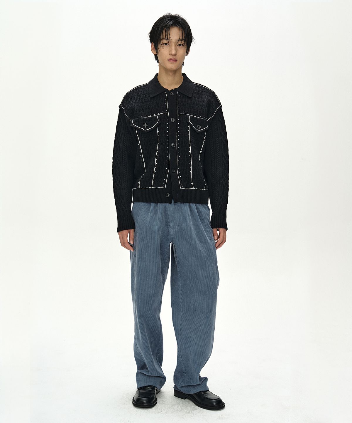 앤더슨벨(ADSB ANDERSSON BELL) CAMELON TRUCKER CARDIGAN (BLACK)