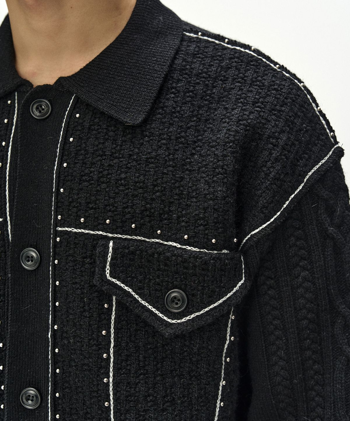 앤더슨벨(ADSB ANDERSSON BELL) CAMELON TRUCKER CARDIGAN (BLACK)