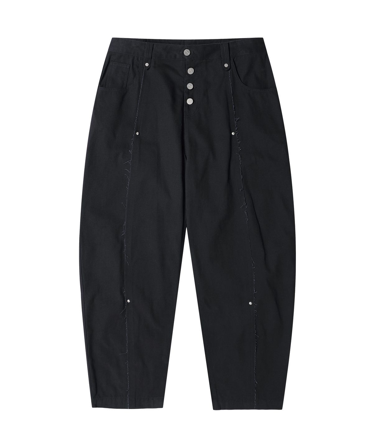 더바이닐하우스(THEVINYLHOUSE) CURVED STUD PANTS BLACK