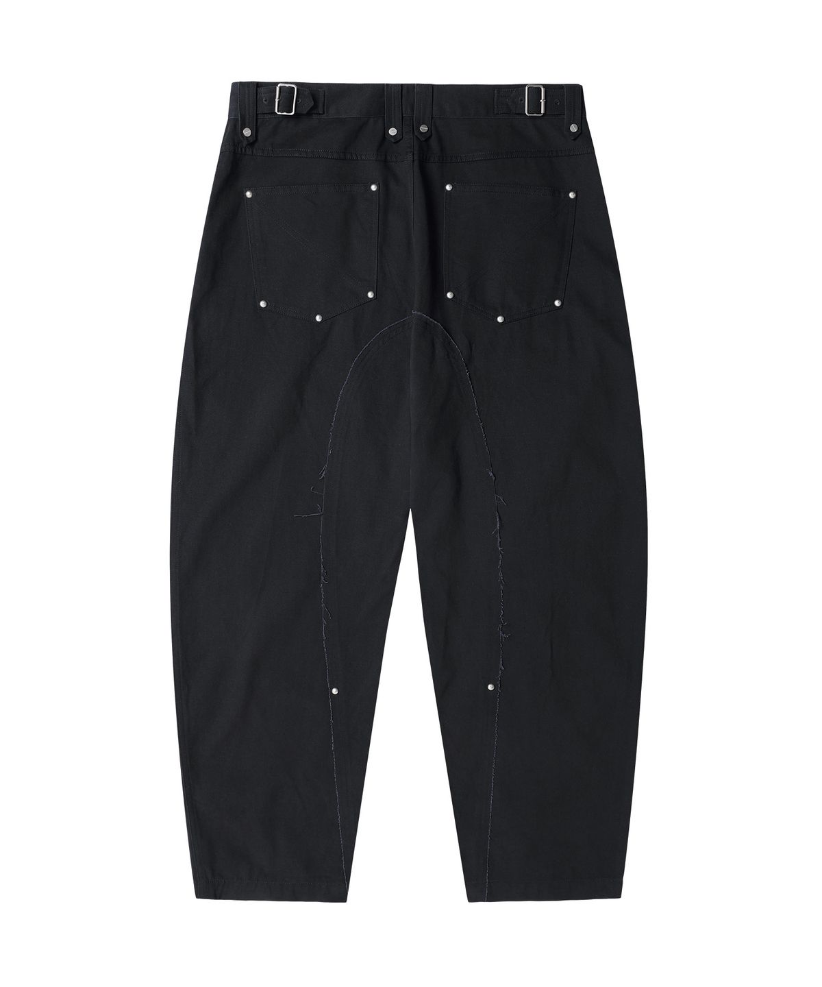 더바이닐하우스(THEVINYLHOUSE) CURVED STUD PANTS BLACK