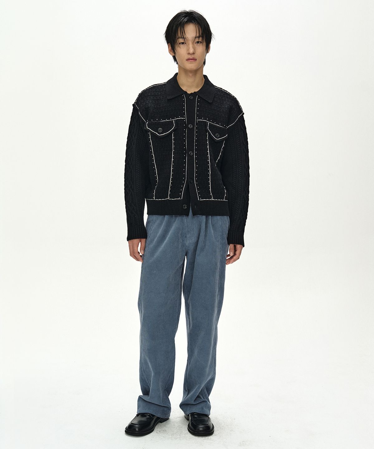 앤더슨벨(ADSB ANDERSSON BELL) CROSSOVER WIDE-LEG CORDUROY TROUSERS (SKY BLUE)